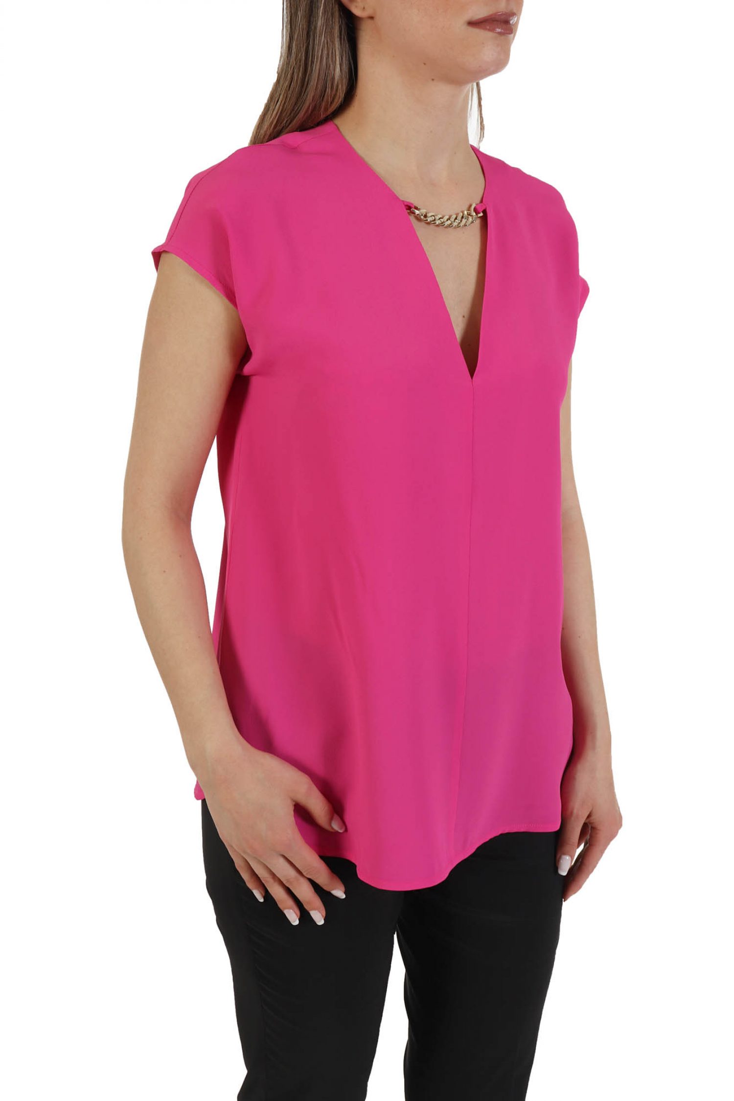 MARELLA TOP ASTER ΑΛΥΣΙΔΑ V-NECK ΦΟΥΞΙΑ φωτογραφία