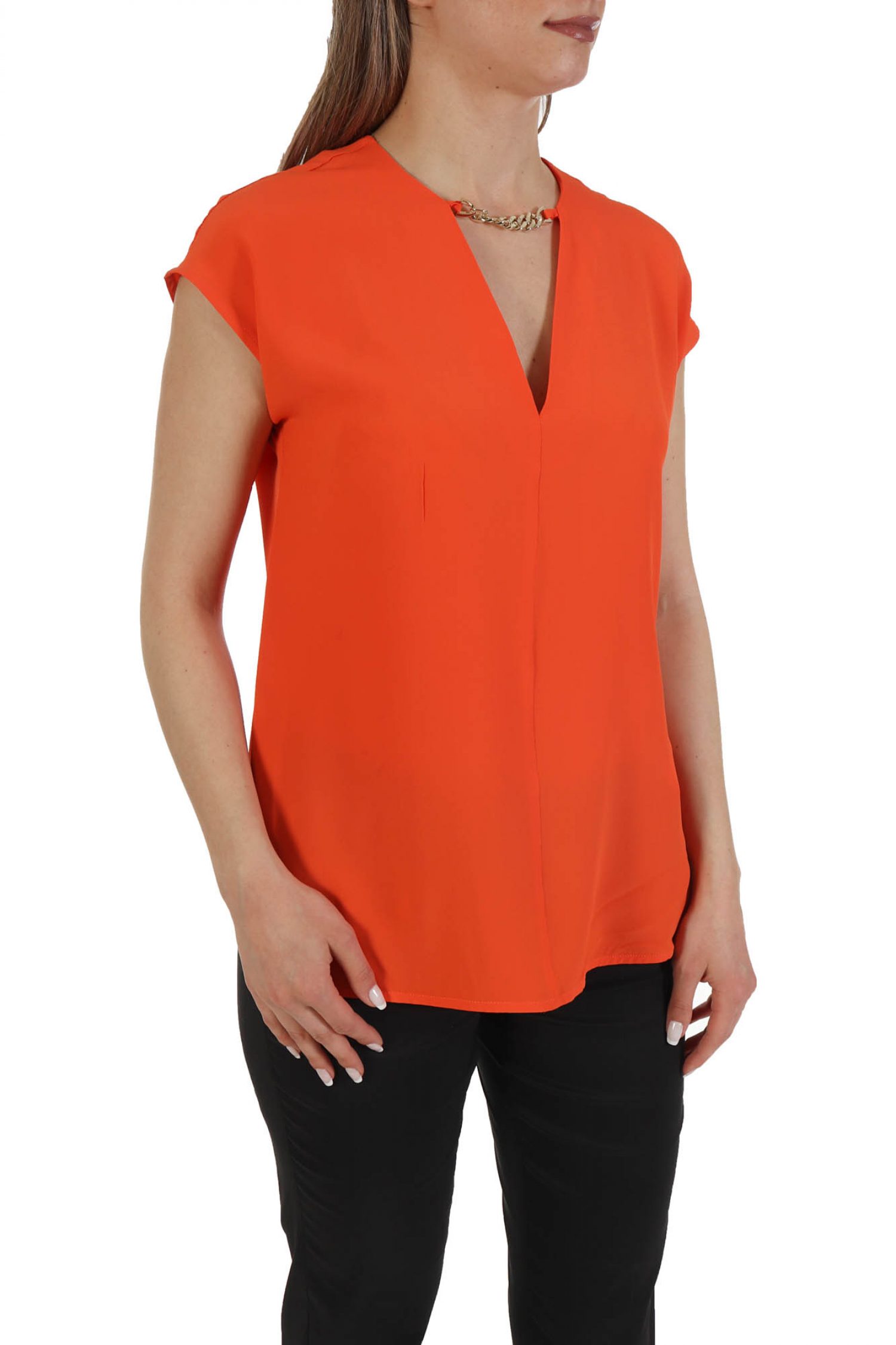 MARELLA TOP ASTER ΑΛΥΣΙΔΑ V-NECK ΠΟΡΤΟΚΑΛΙ φωτογραφία