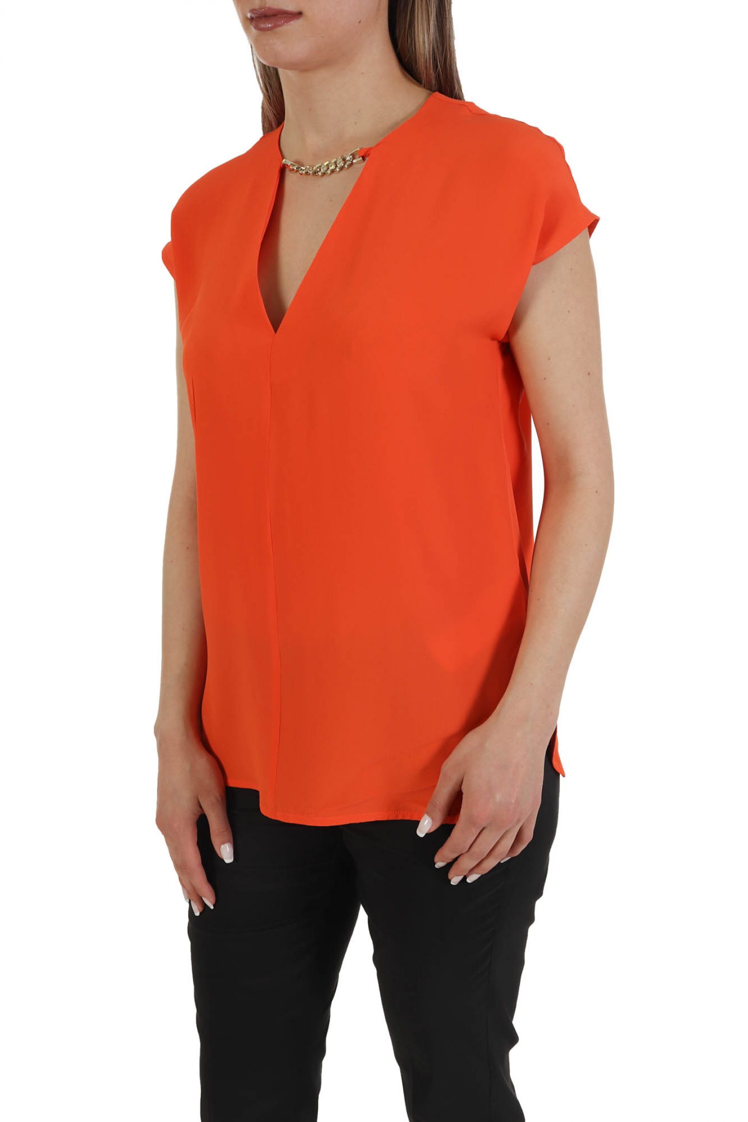 MARELLA TOP ASTER ΑΛΥΣΙΔΑ V-NECK ΠΟΡΤΟΚΑΛΙ φωτογραφία