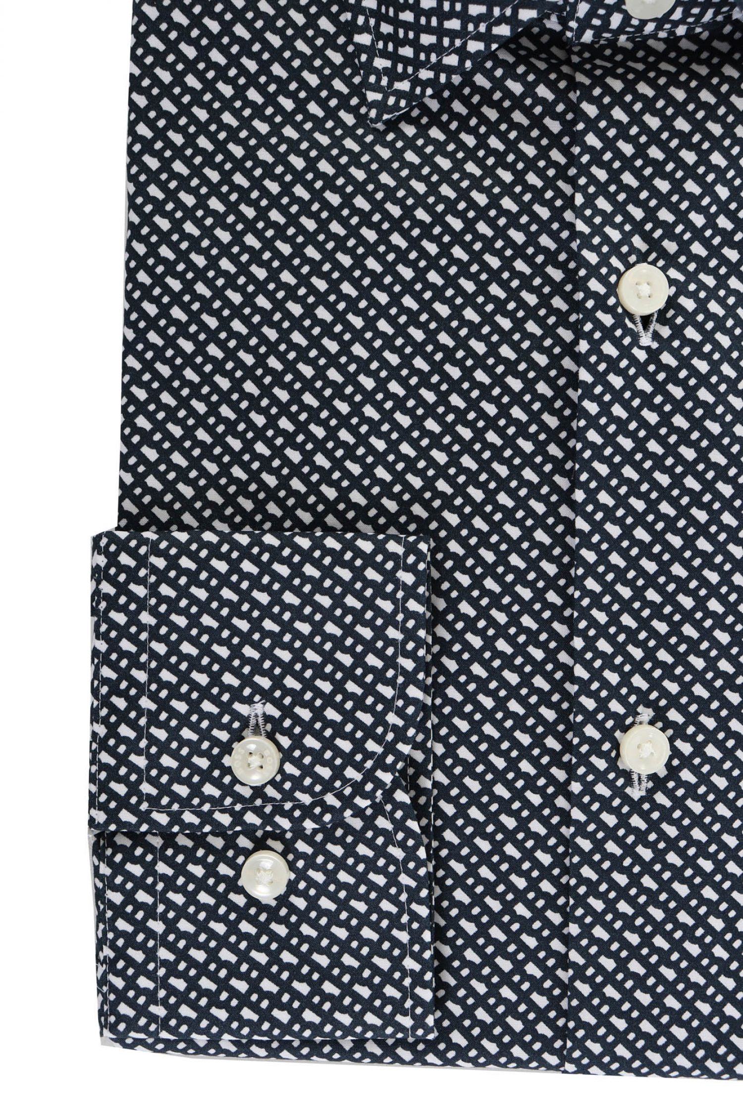 BOSS ΠΟΥΚΑΜΙΣΟ ALLOVER LOGO SLIM FIT STRETCH H-HANK-KENT-C1-214 ΜΠΛΕ-ΛΕΥΚΟ φωτογραφία