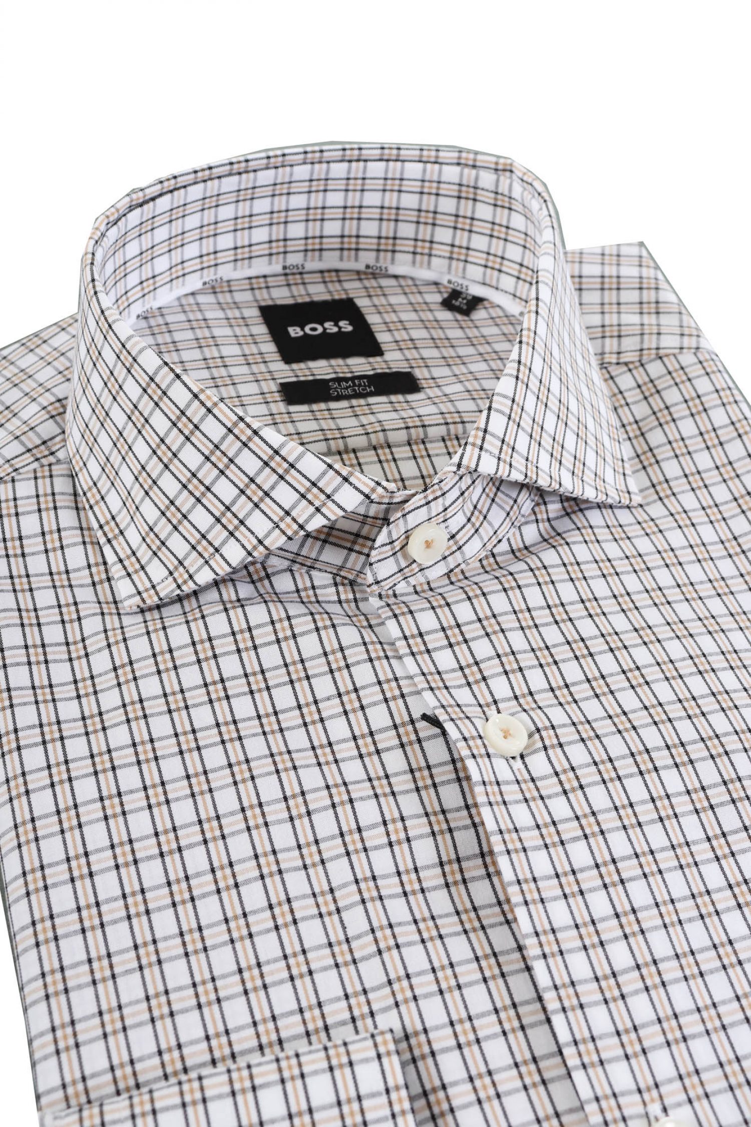 BOSS ΠΟΥΚΑΜΙΣΟ ΚΑΡΩ SLIM FIT STRETCH H-HANK-SPREAD-C1-222 ΜΠΕΖ φωτογραφία