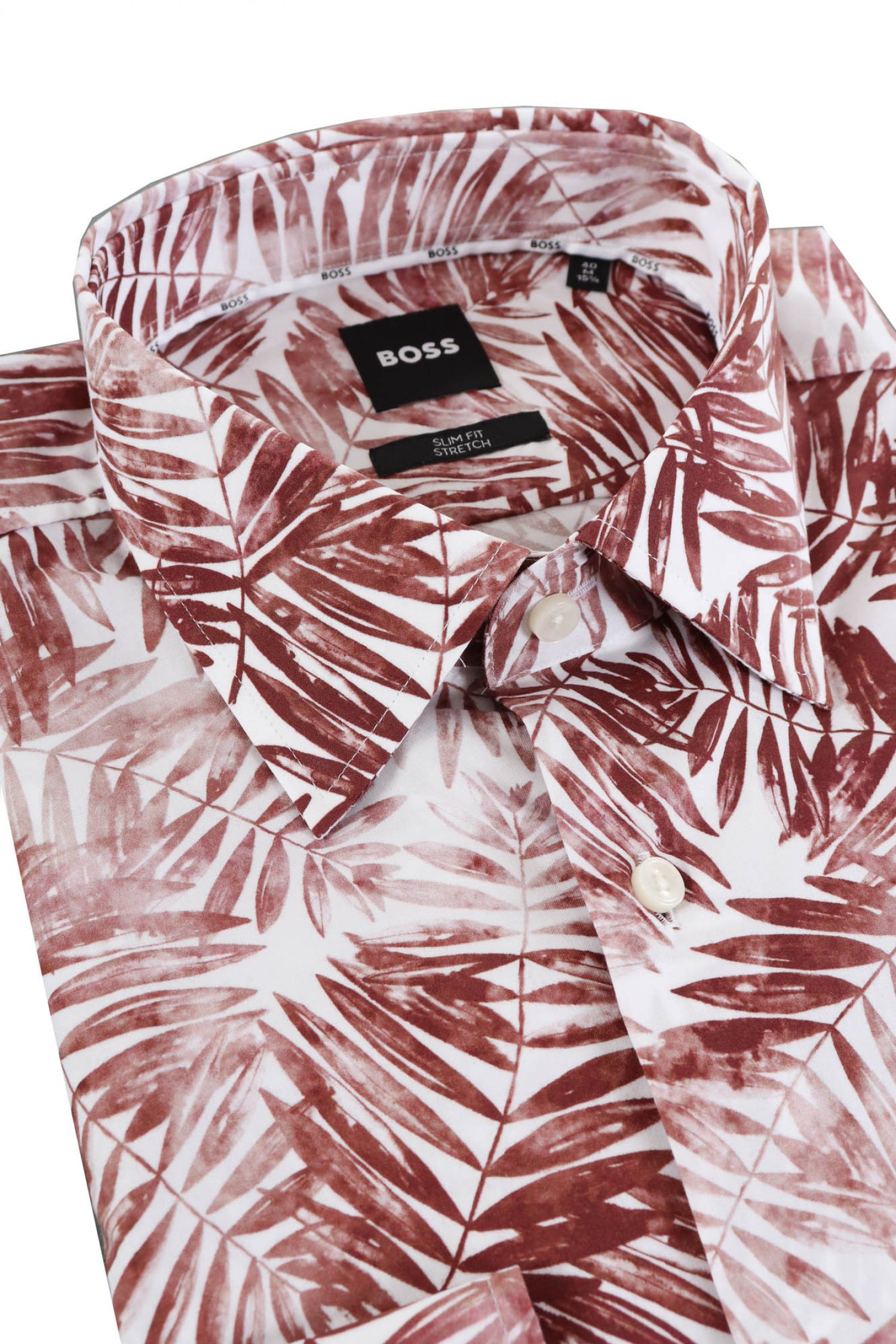 BOSS ΠΟΥΚΑΜΙΣΟ FLORAL SLIM FIT STRETCH H-HANK-KENT-C1-214 ΜΠΟΡΝΤΩ φωτογραφία