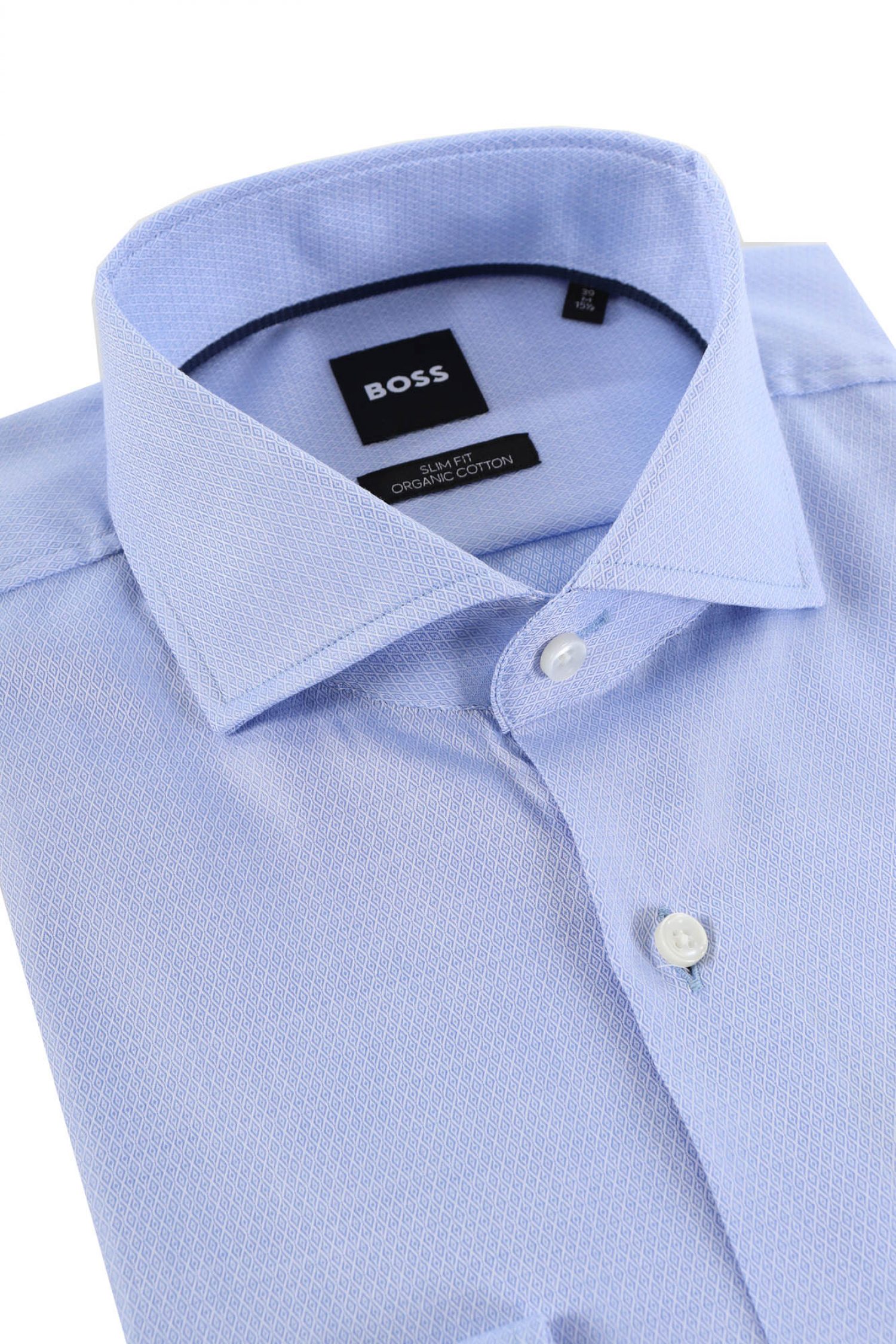 BOSS ΠΟΥΚΑΜΙΣΟ MΙΚΡΟΣΧΕΔΙΟ SLIM FIT ORGANIC COTTON H-HANK-SPREAD-C1-222 ΣΙΕΛ φωτογραφία