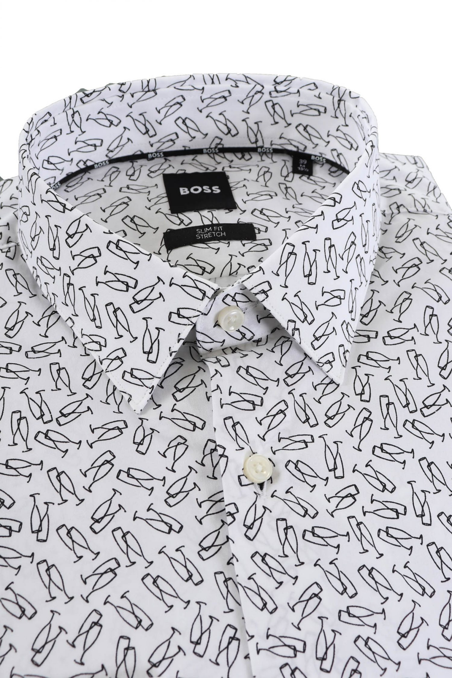 BOSS ΠΟΥΚΑΜΙΣΟ ΜΙΚΡΟΣΧΕΔΙΟ SLIM FIT STRETCH H-HANK-S-KENT-C1-232 ΛΕΥΚΟ-ΜΑΥΡΟ φωτογραφία