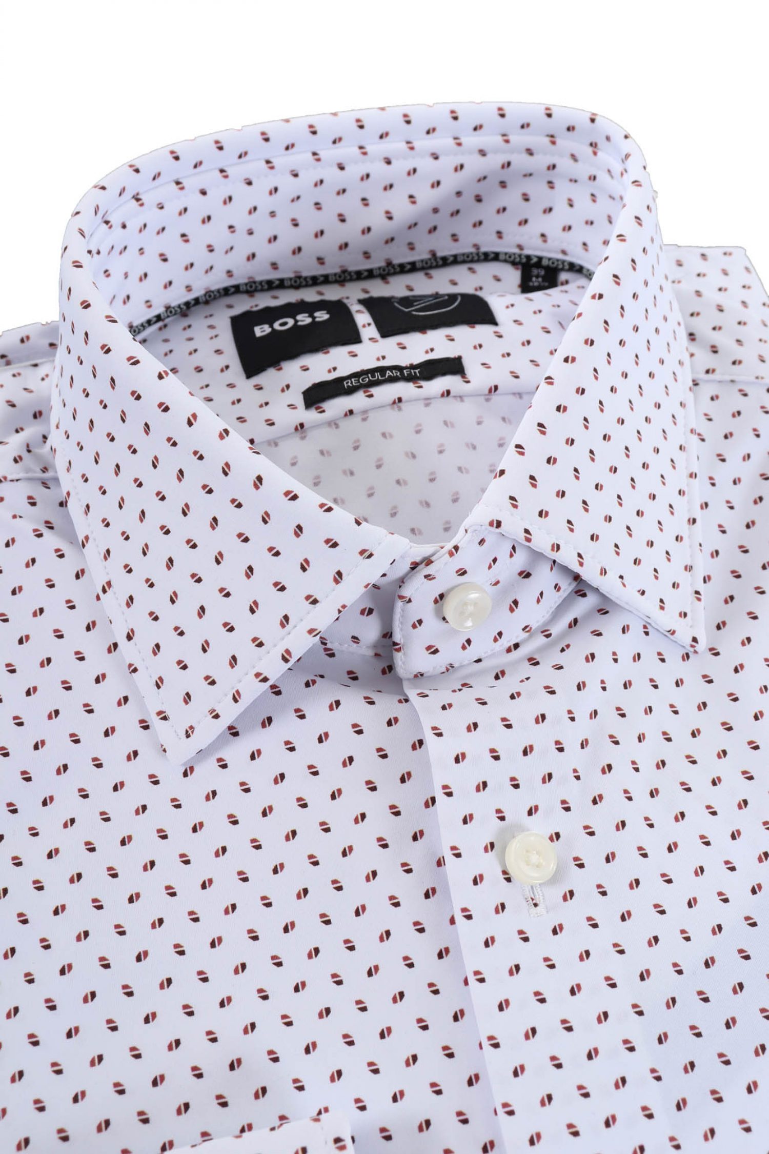 BOSS PERFORMANCE ΠΟΥΚΑΜΙΣΟ ΜΙΚΡΟΣΧΕΔΙΟ REGULAR FIT P-JOE-KENT-C1-222 ΛΕΥΚΟ-ΜΠΟΡΝΤΩ φωτογραφία