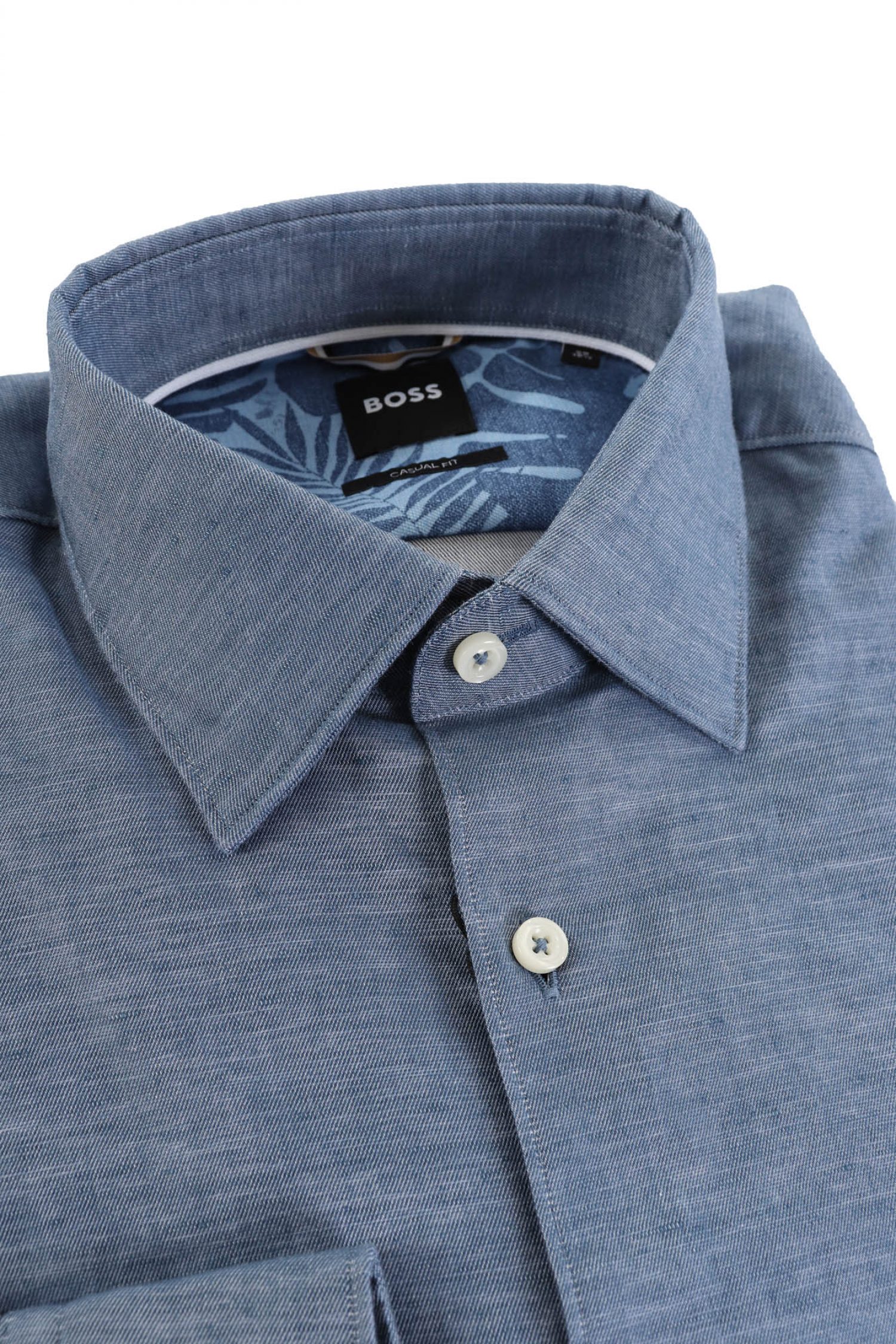 BOSS ΠΟΥΚΑΜΙΣΟ ΛΙΝΟ CASUAL FIT C-HAL-KENT-C4-232 ΡΑΦ ΜΠΛΕ φωτογραφία