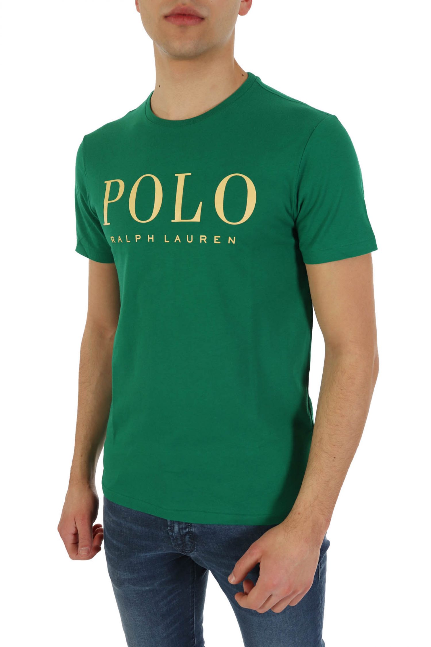 RALPH LAUREN T- SHIRT CUSTOM SLIM FIT LOGO ΠΡΑΣΙΝΟ