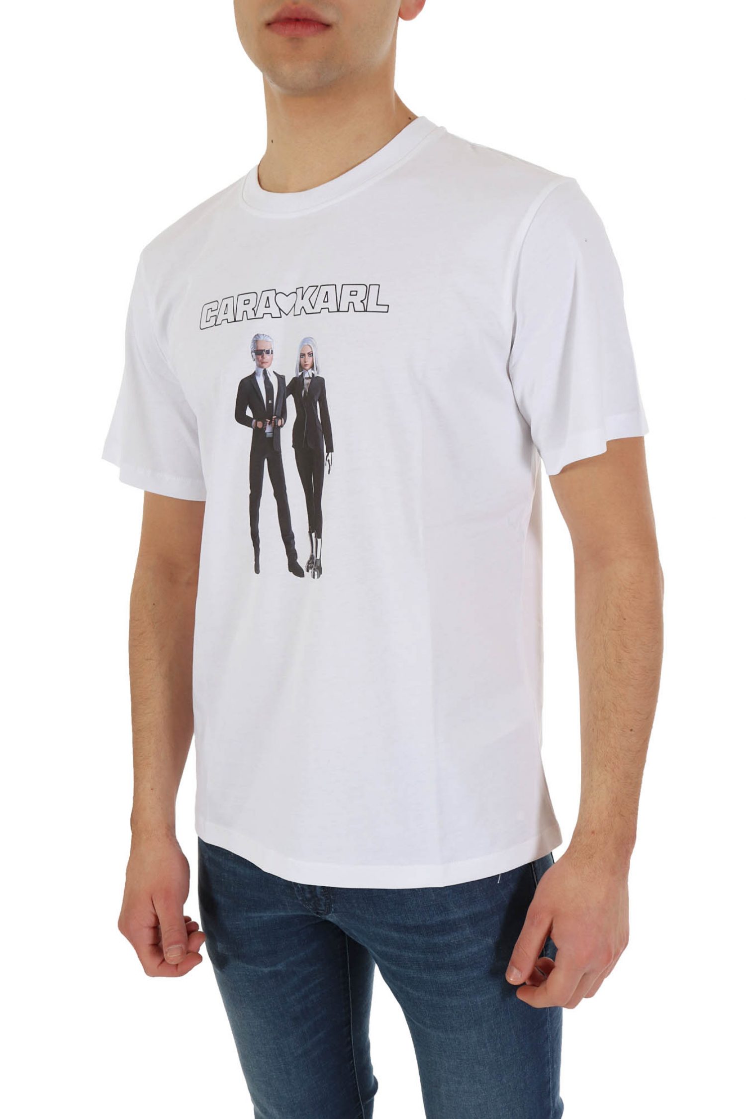 KARL LAGERFELD T-SHIRT CREW NECK KARL LOVERS LOGO ΛΕΥΚΟ