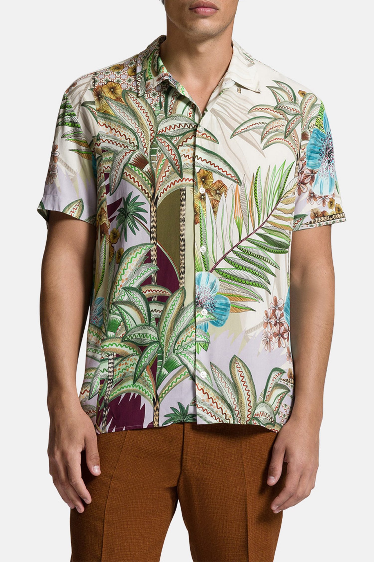 BALDESSARINI ΠΟΥΚΑΜΙΣΟ ΚΟΝΤΟΜΑΝΙΚΟ BLD-EASY FLORAL ΕΚΡΟΥ-ΧΑΚΙ