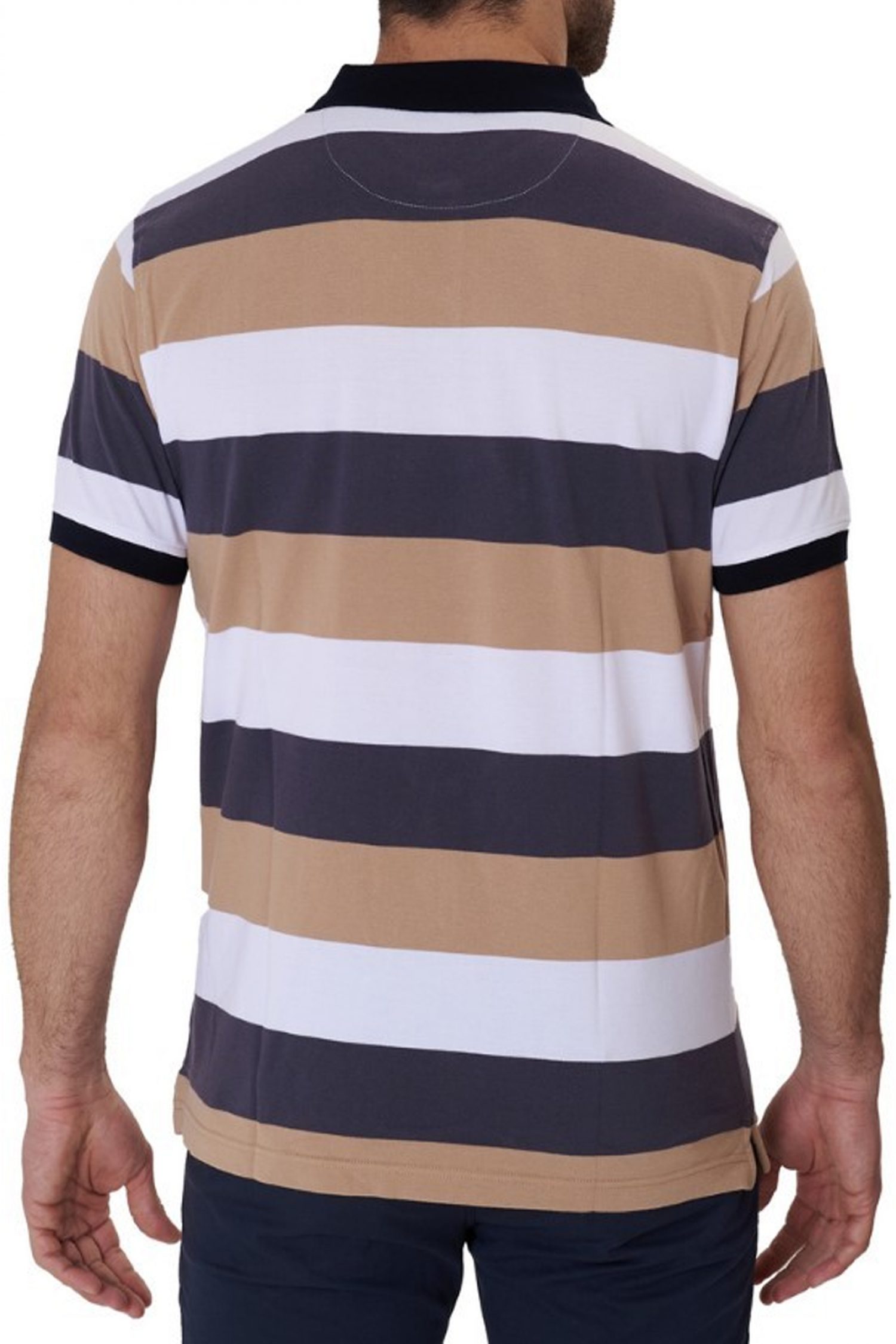 DORS POLO PIQUE STRIPED ΛΕΥΚΟ-ΜΑΥΡΟ-ΜΠΕΖ φωτογραφία