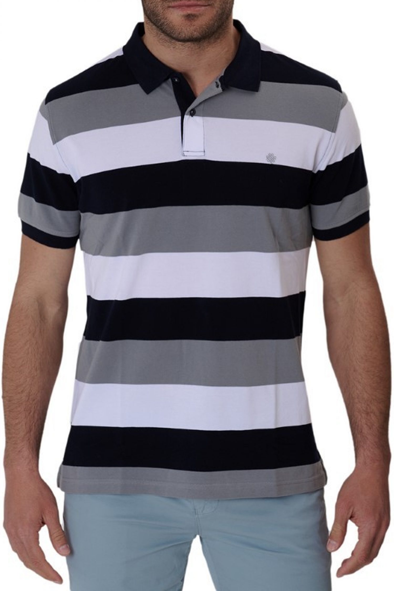 DORS POLO PIQUE STRIPED ΛΕΥΚΟ-ΜΑΥΡΟ-ΓΚΡΙ