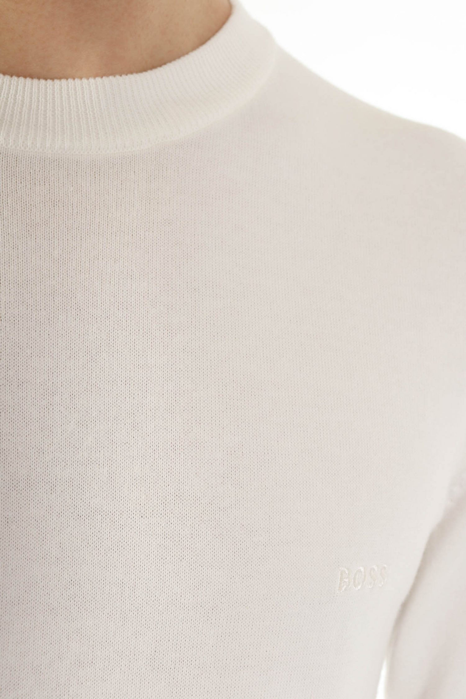 BOSS ΠΛΕΚΤΟ ROUND NECK PACAS-L ΥΠΟΛΕΥΚΟ φωτογραφία