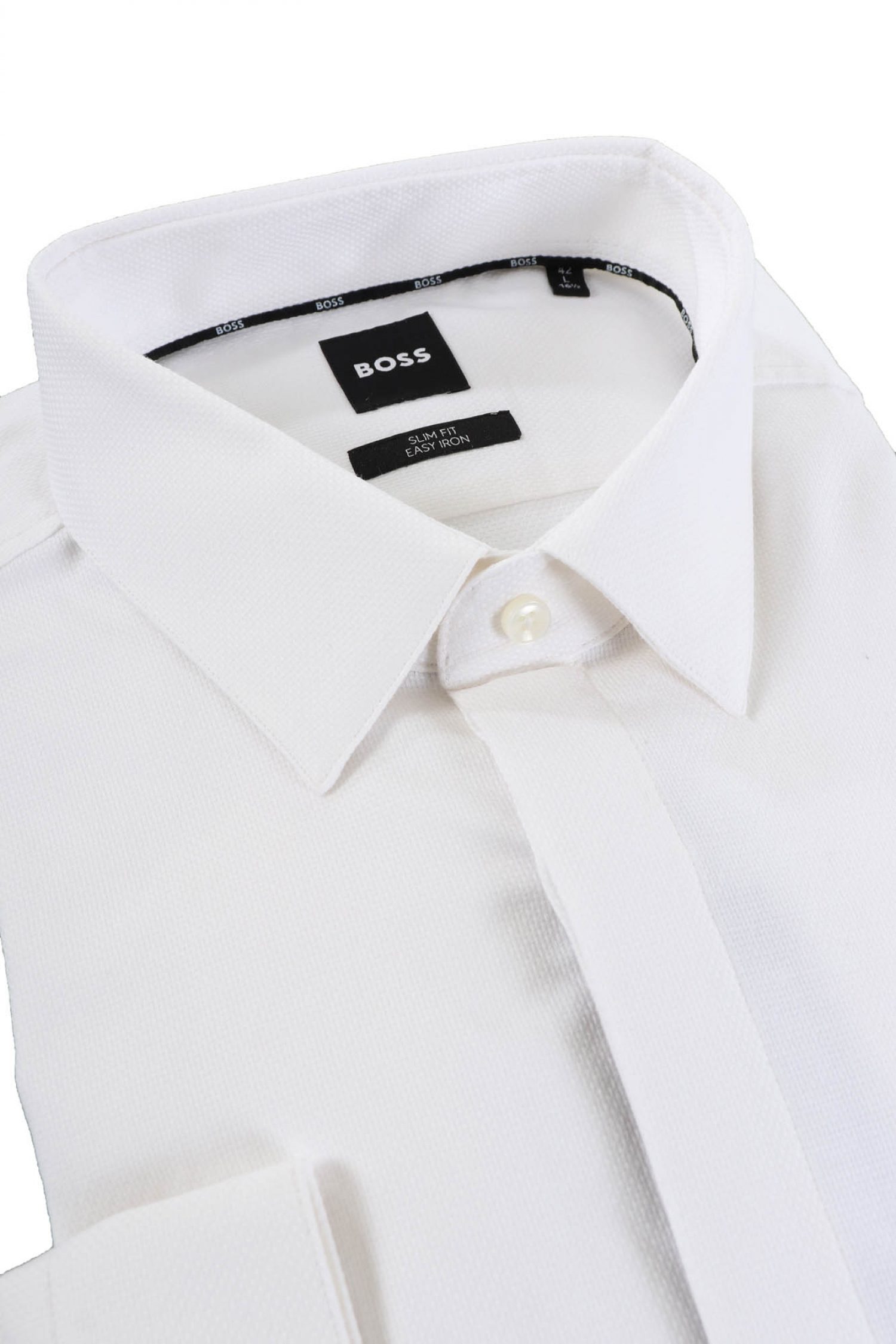 BOSS ΠΟΥΚΑΜΙΣΟ MΙΚΡΟΣΧΕΔΙΟ SLIM FIT STRETCH EASY IRON H-HANK-S-PART-C1 -232 ΛΕΥΚΟ