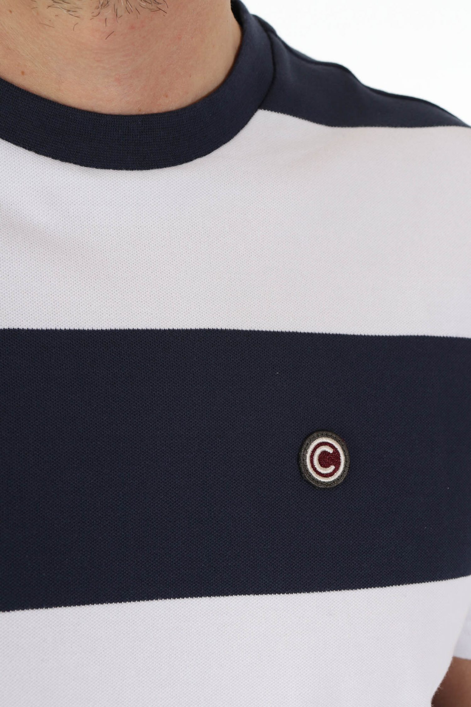 COLMAR T-SHIRT ΡΙΓΕ REGULAR FIT COMPOSITION ΜΠΛΕ-ΛΕΥΚΟ φωτογραφία