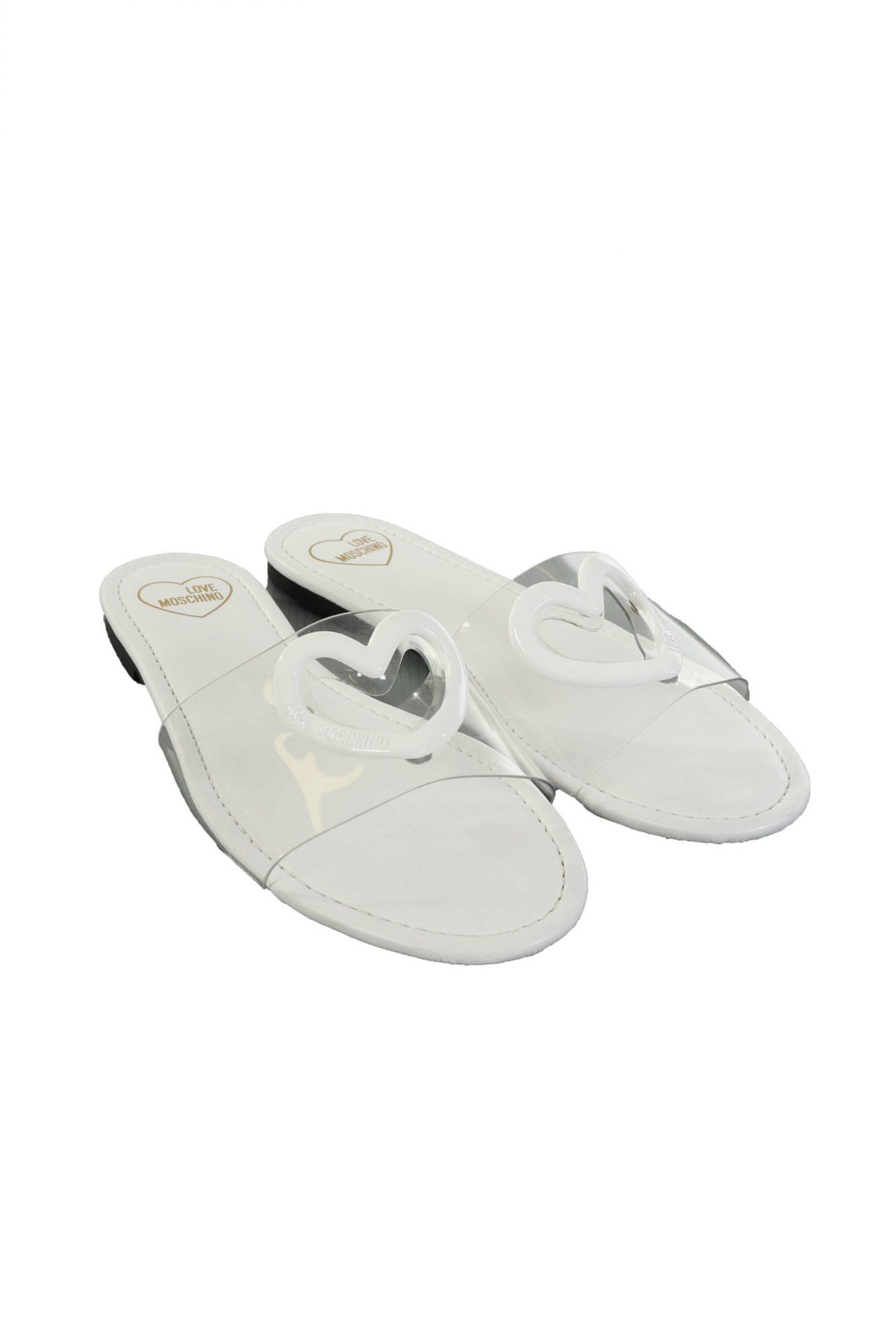 LOVE MOSCHINO ΠΑΠΟΥΤΣΙΑ ΠΑΝΤΟΦΛΕΣ ΔΙΑΦΑΝΕΙΑ LOGO ΛΕΥΚΟ φωτογραφία