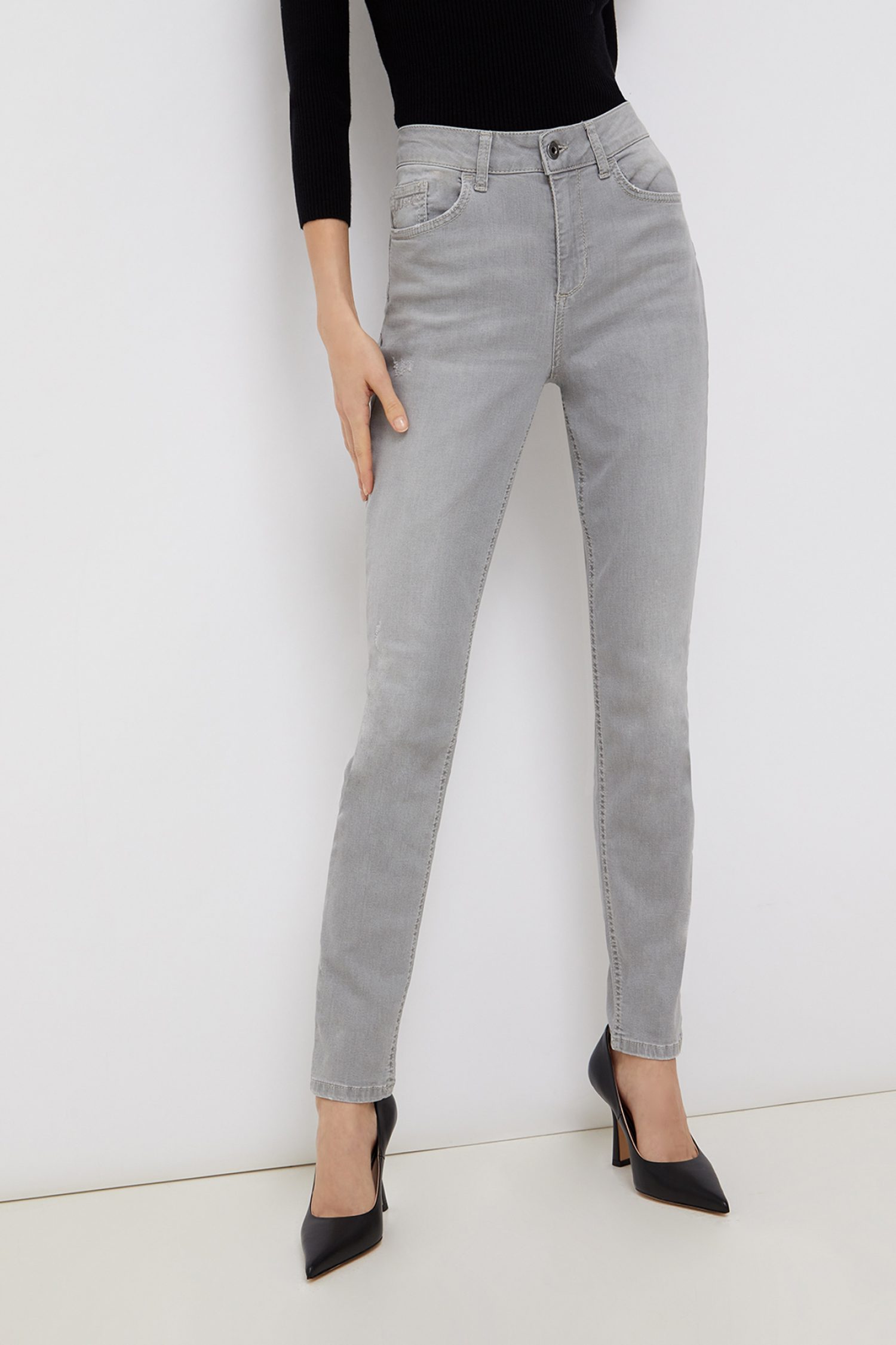 LIU -JO BETTER ΠΑΝΤΕΛΟΝΙ JEANS SKINNY FIT LOGO ΣΤΡΑΣ ΤΣΕΠΗ ΓΚΡΙ φωτογραφία