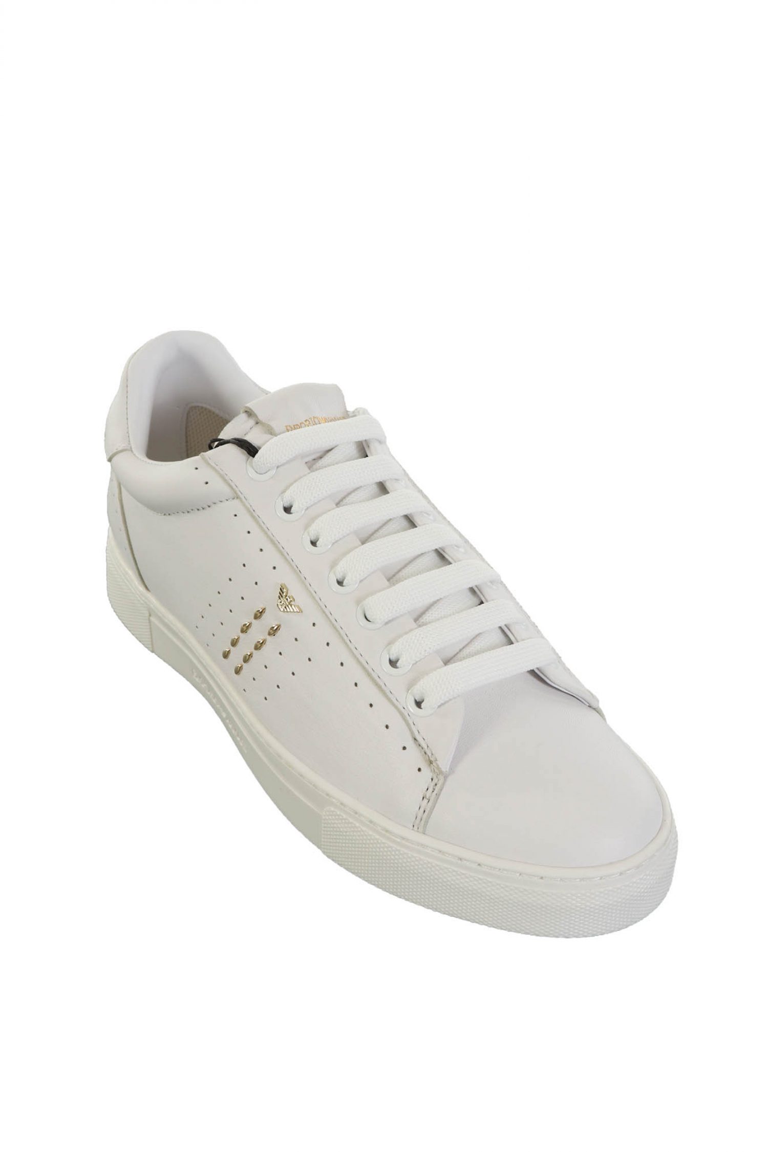 EMPORIO ARMANI ΠΑΠΟΥΤΣΙΑ SNEAKERS WOMAN LEATHER ΧΡΥΣΟ EAGLE ΛΕΥΚΟ φωτογραφία