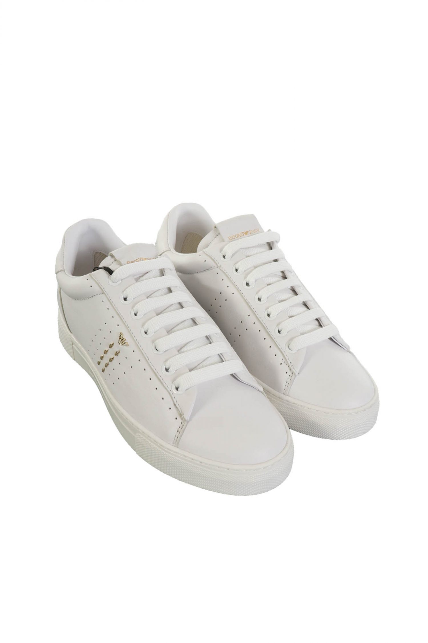 EMPORIO ARMANI ΠΑΠΟΥΤΣΙΑ SNEAKERS WOMAN LEATHER ΧΡΥΣΟ EAGLE ΛΕΥΚΟ φωτογραφία