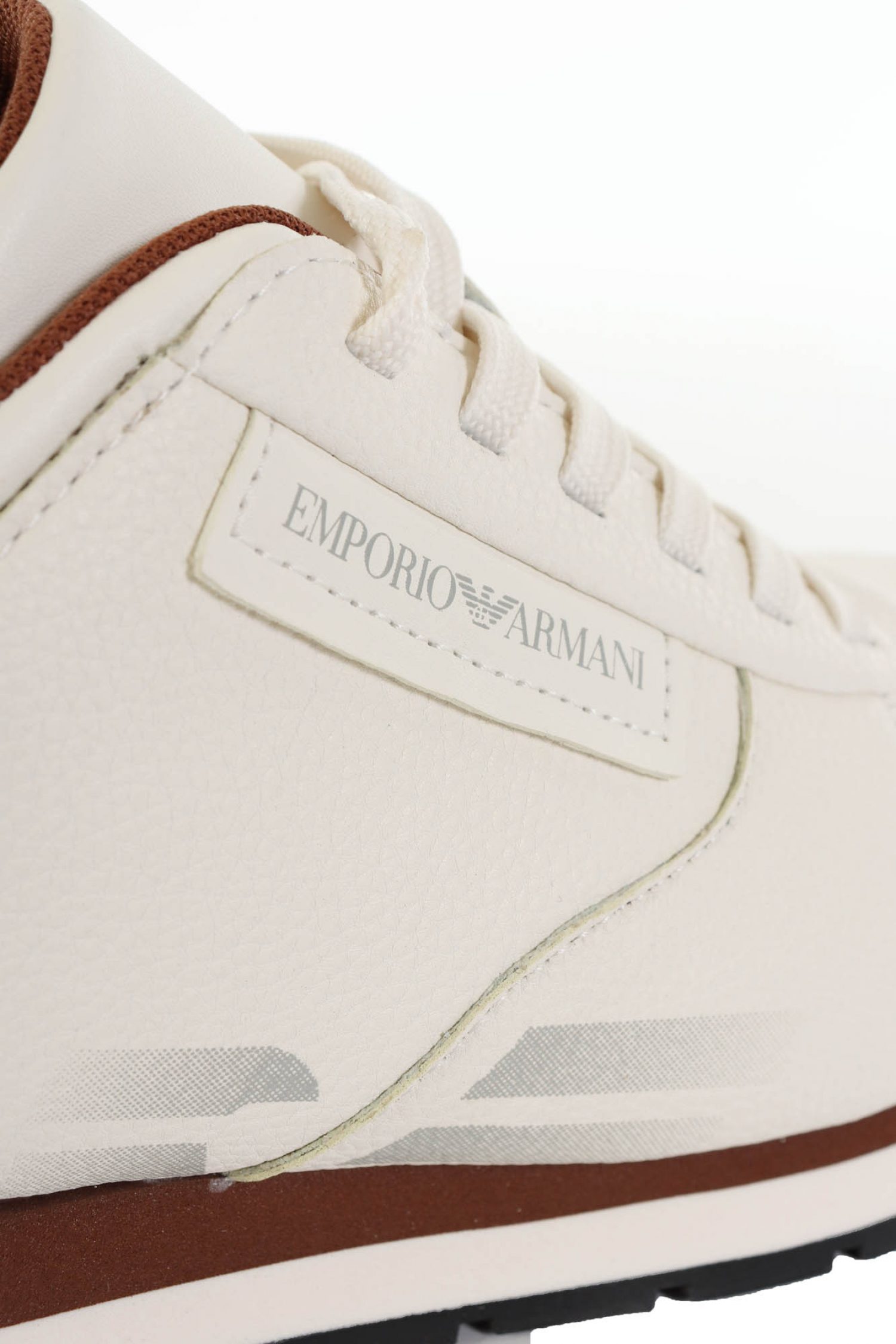 EMPORIO ARMANI ΠΑΠΟΥΤΣΙΑ SNEAKERS WOMAN ΛΟΓΟΤΥΠΟ ΚΑΦΕ ΛΕΥΚΟ φωτογραφία