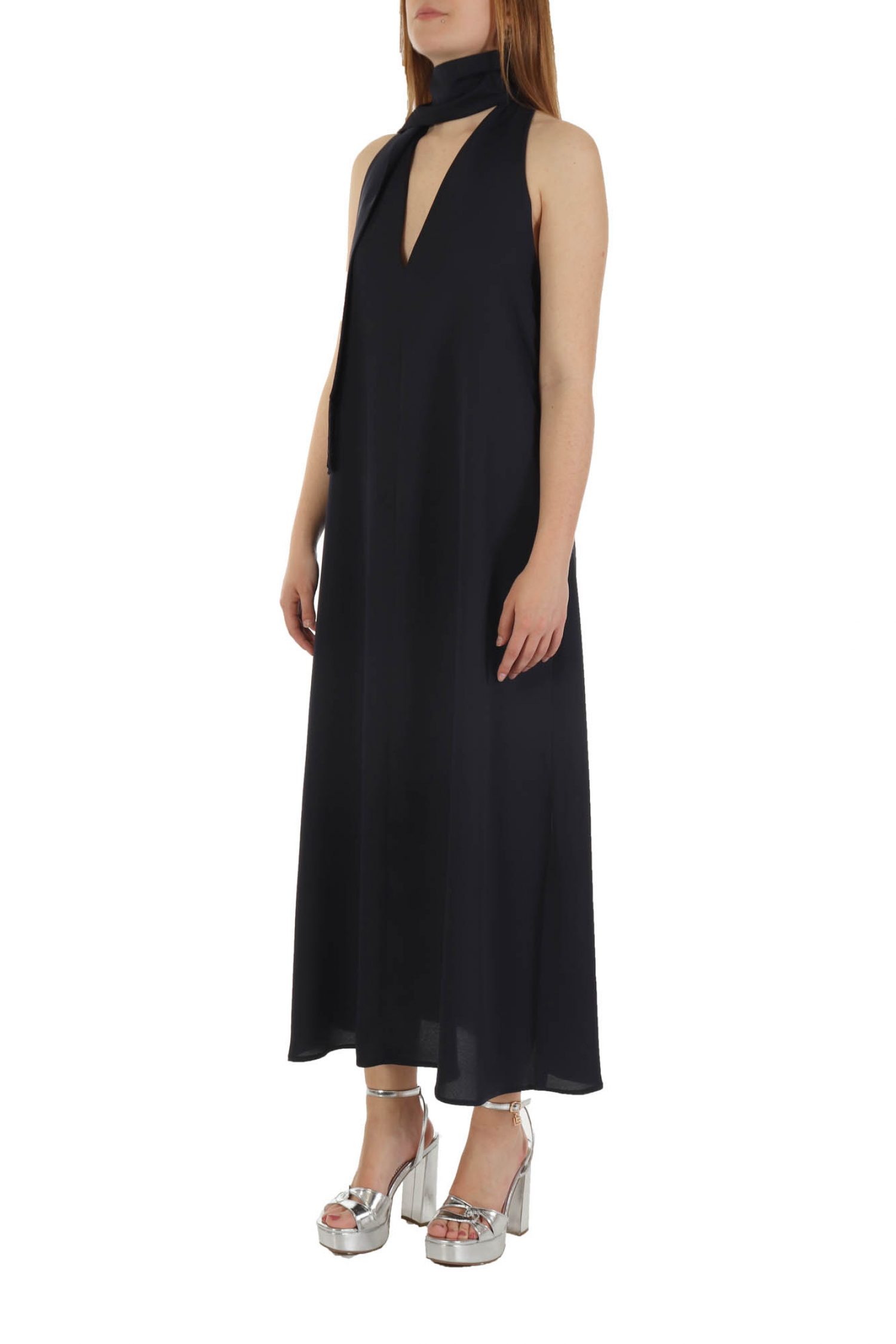 MARELLA ΦΟΡΕΜΑ ΜΑΚΡΥ V -NECK ΖΩΝΗ ΣΚΙΣΙΜΟ ΠΛΑΙ ROVIGO ΜΠΛΕ φωτογραφία