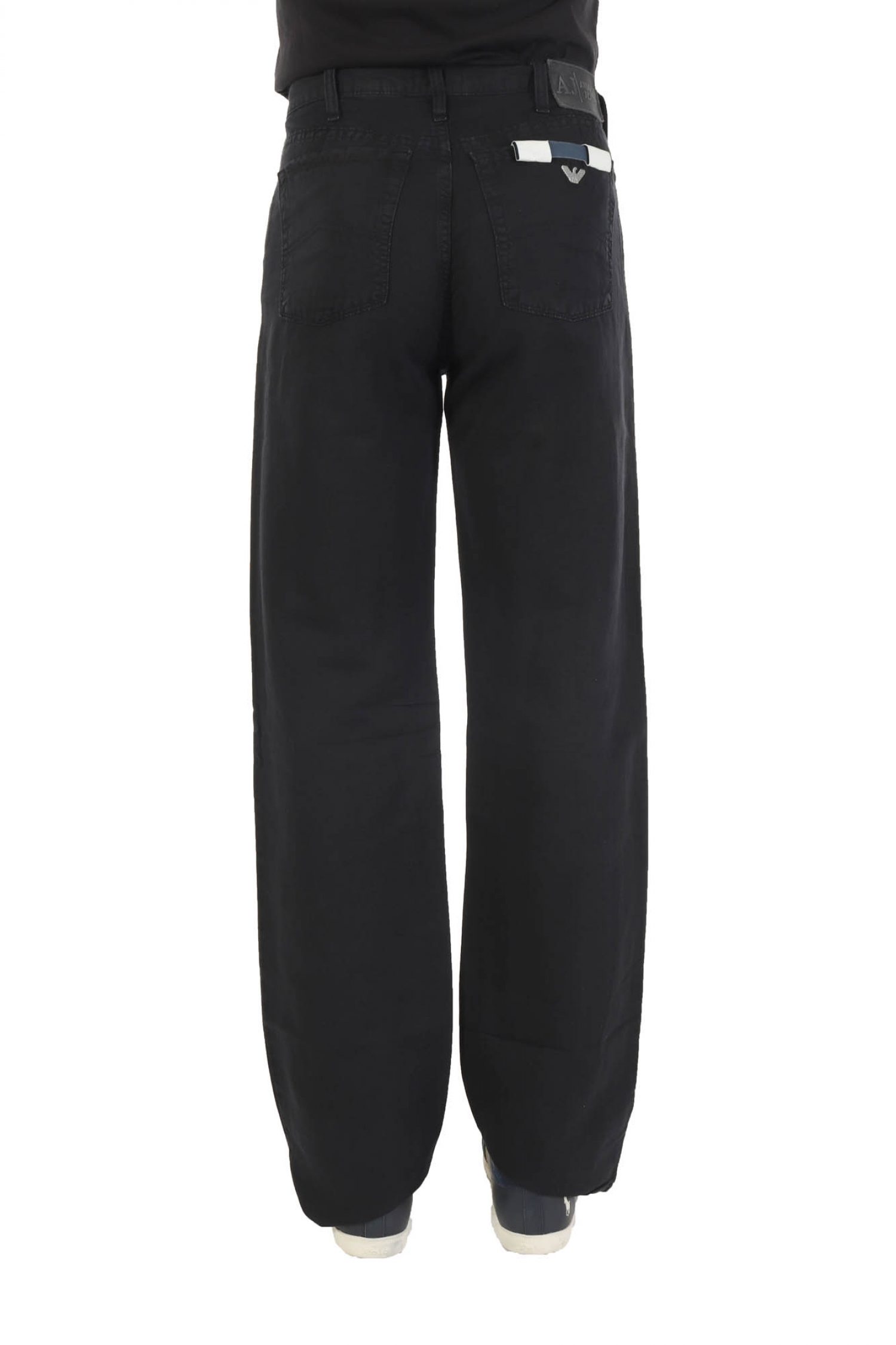 ARMANI JEANS ΠΑΝΤΕΛΟΝΙ 5ΤΣΕΠΟ CLASSIC WAIST RELAXED LEG HEMP INSIDE ΜΑΥΡΟ