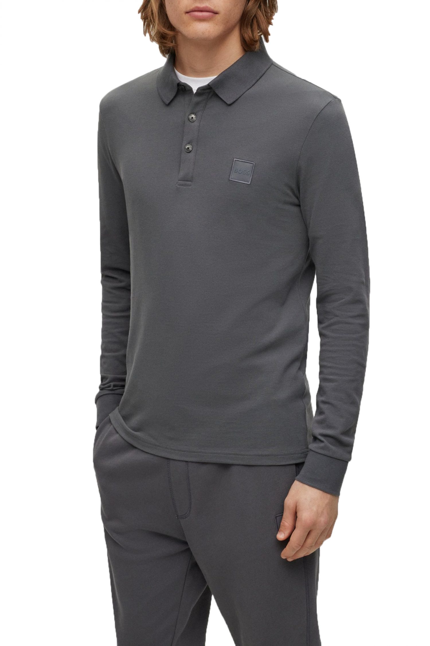 BOSS CASUAL POLO SLIM FIT PASSERBY ΓΚΡΙ φωτογραφία