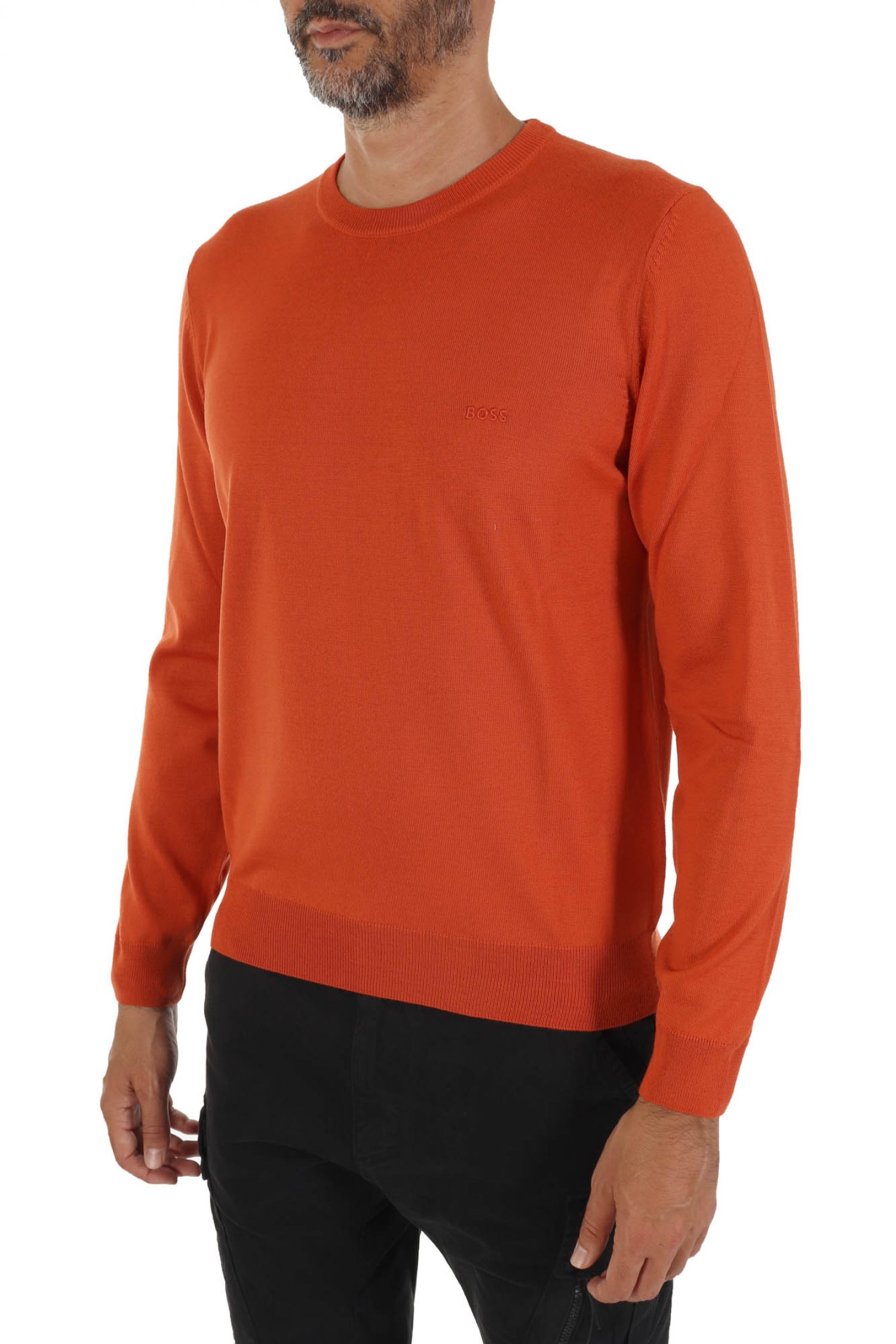 BOSS ΠΛΕΚΤΟ ROUND NECK BOTTO-L ΠΟΡΤΟΚΑΛΙ φωτογραφία