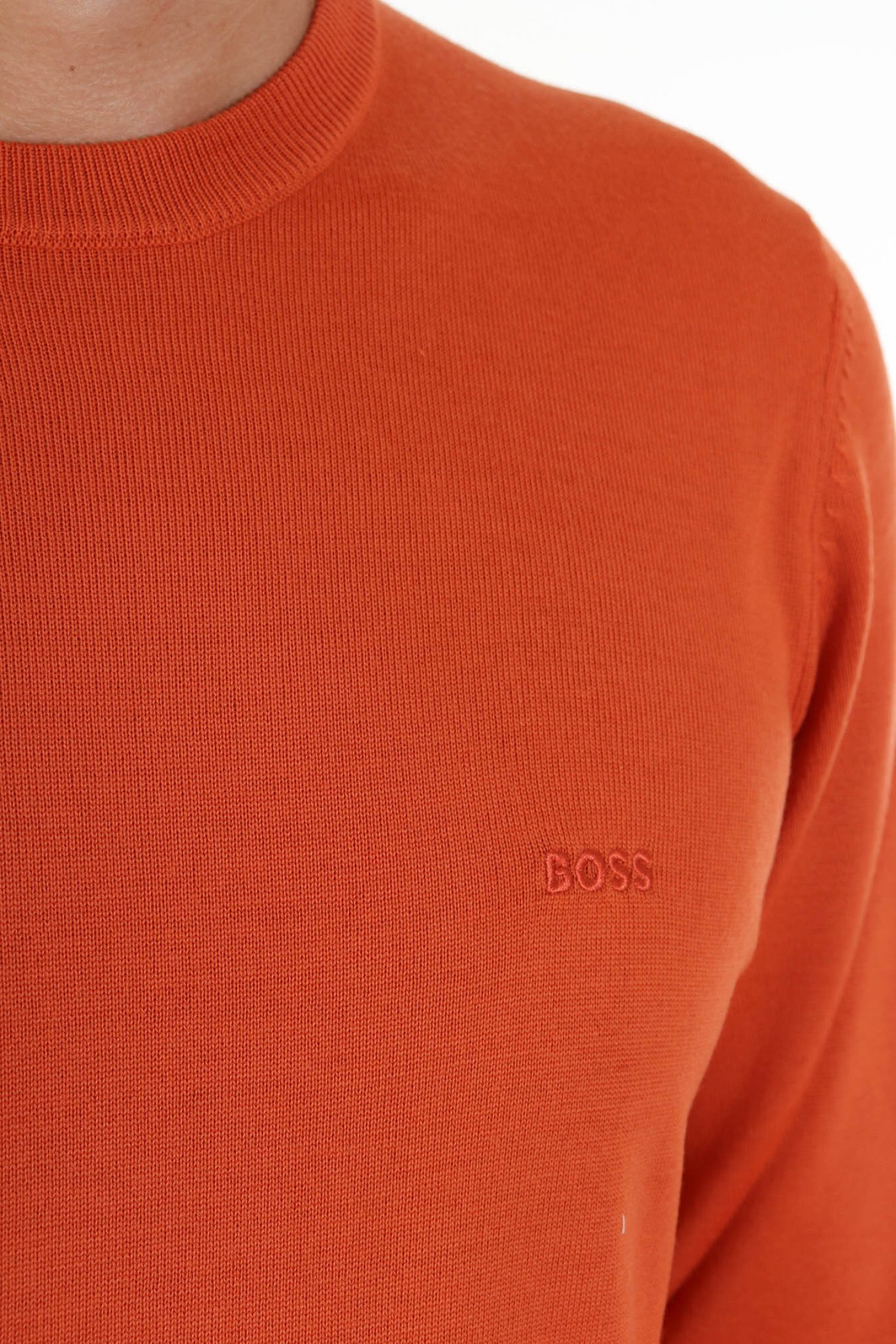 BOSS ΠΛΕΚΤΟ ROUND NECK BOTTO-L ΠΟΡΤΟΚΑΛΙ φωτογραφία