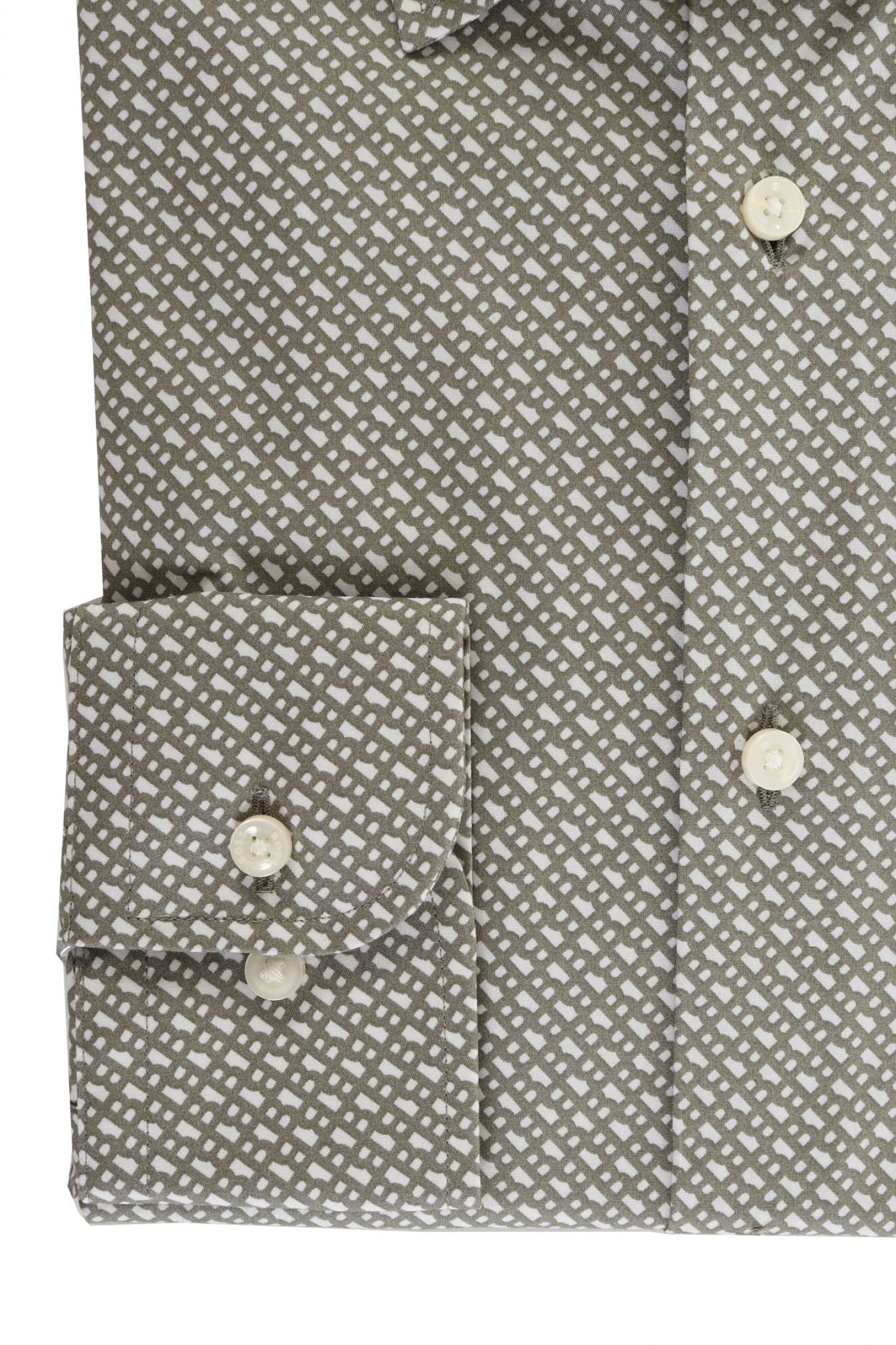 BOSS ΠΟΥΚΑΜΙΣΟ ALLOVER LOGO SLIM FIT STRETCH H-HANK-KENT-C1-214 ΧΑΚΙ-ΛΕΥΚΟ φωτογραφία