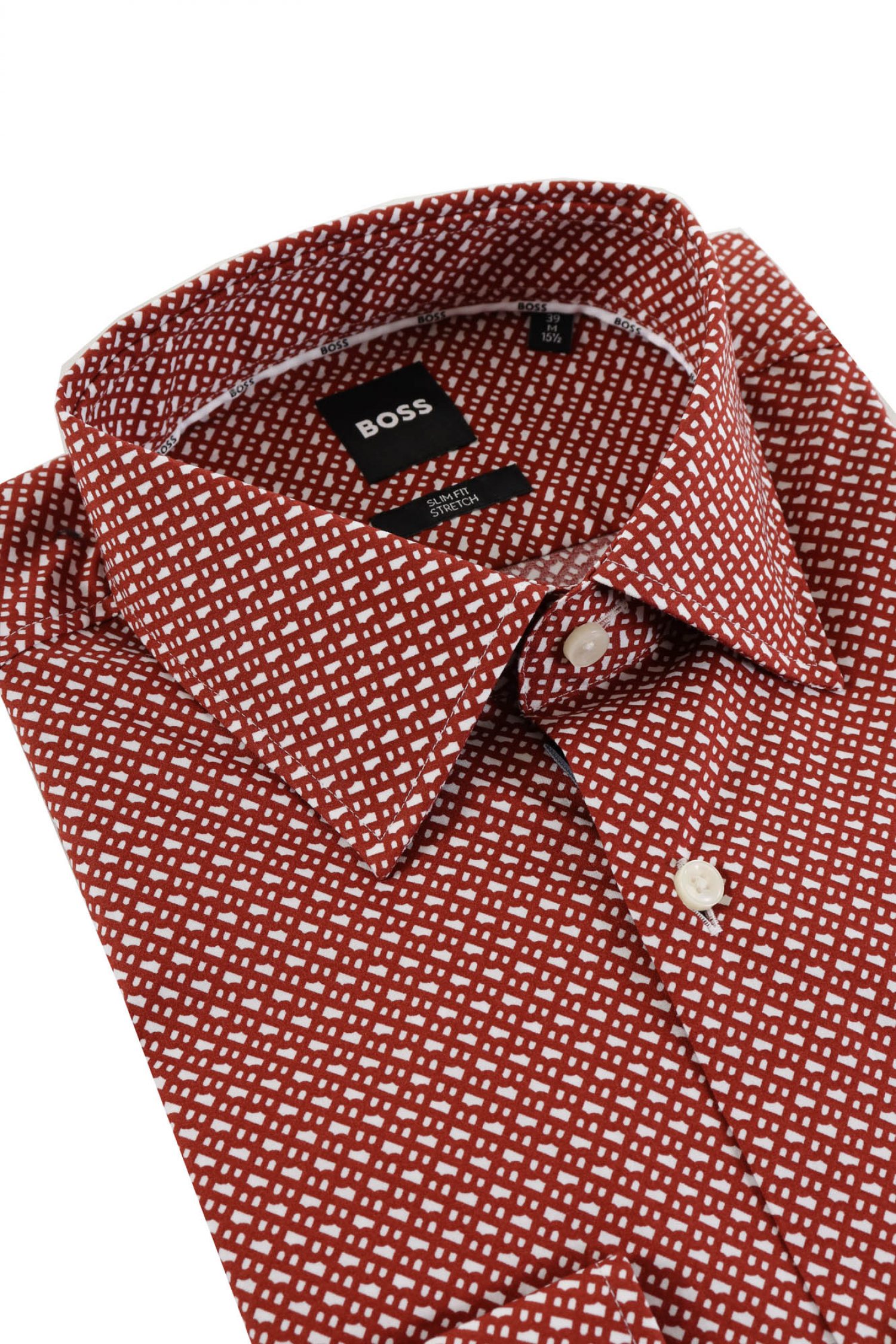 BOSS ΠΟΥΚΑΜΙΣΟ ALLOVER LOGO SLIM FIT STRETCH H-HANK-KENT-C1-214 ΜΠΟΡΝΤΩ-ΛΕΥΚΟ φωτογραφία