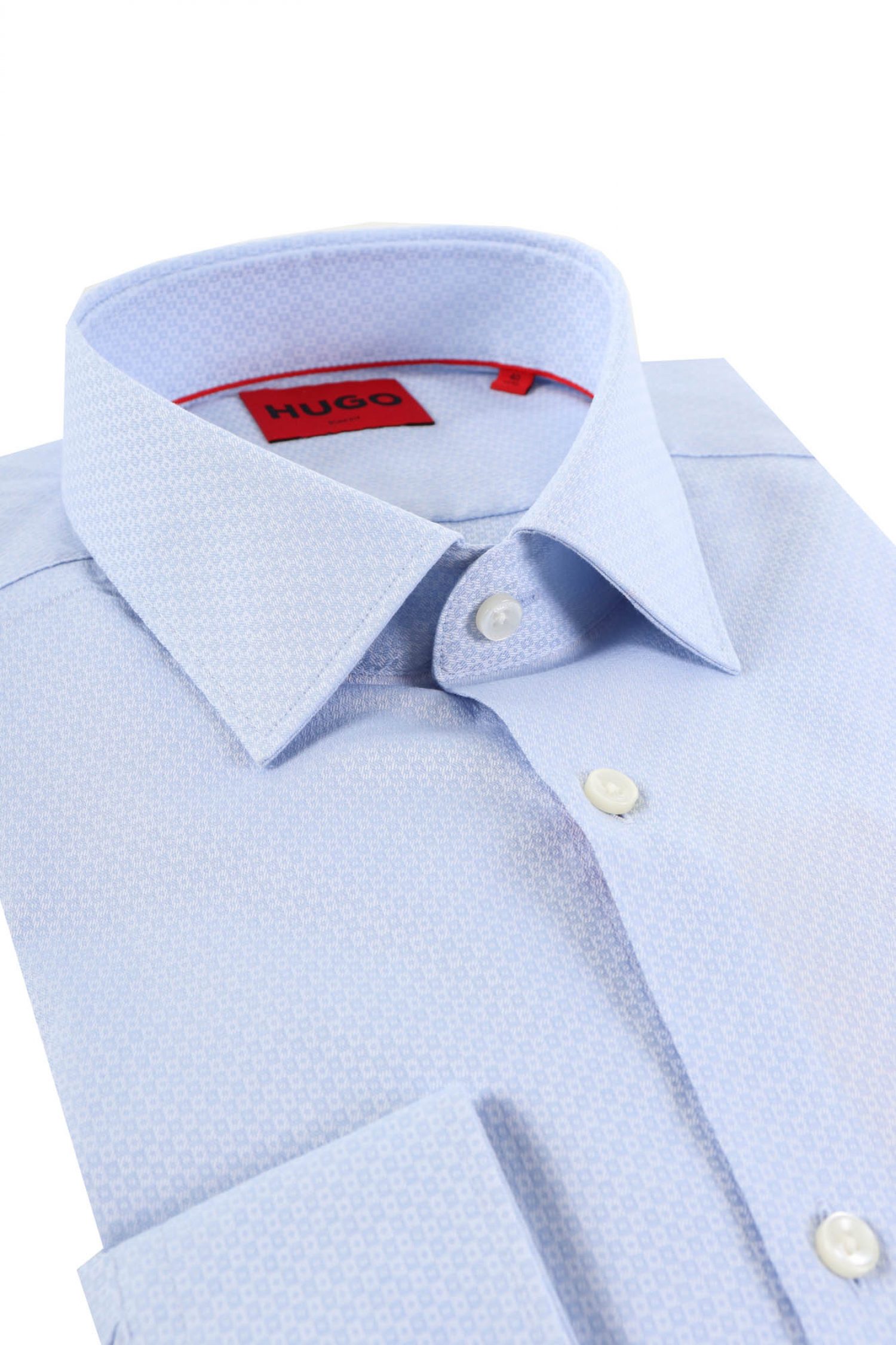 HUGO ΠΟΥΚΑΜΙΣΟ ΜΙΚΡΟΣΧΕΔΙΟ SLIM FIT KENNO ΣΙΕΛ