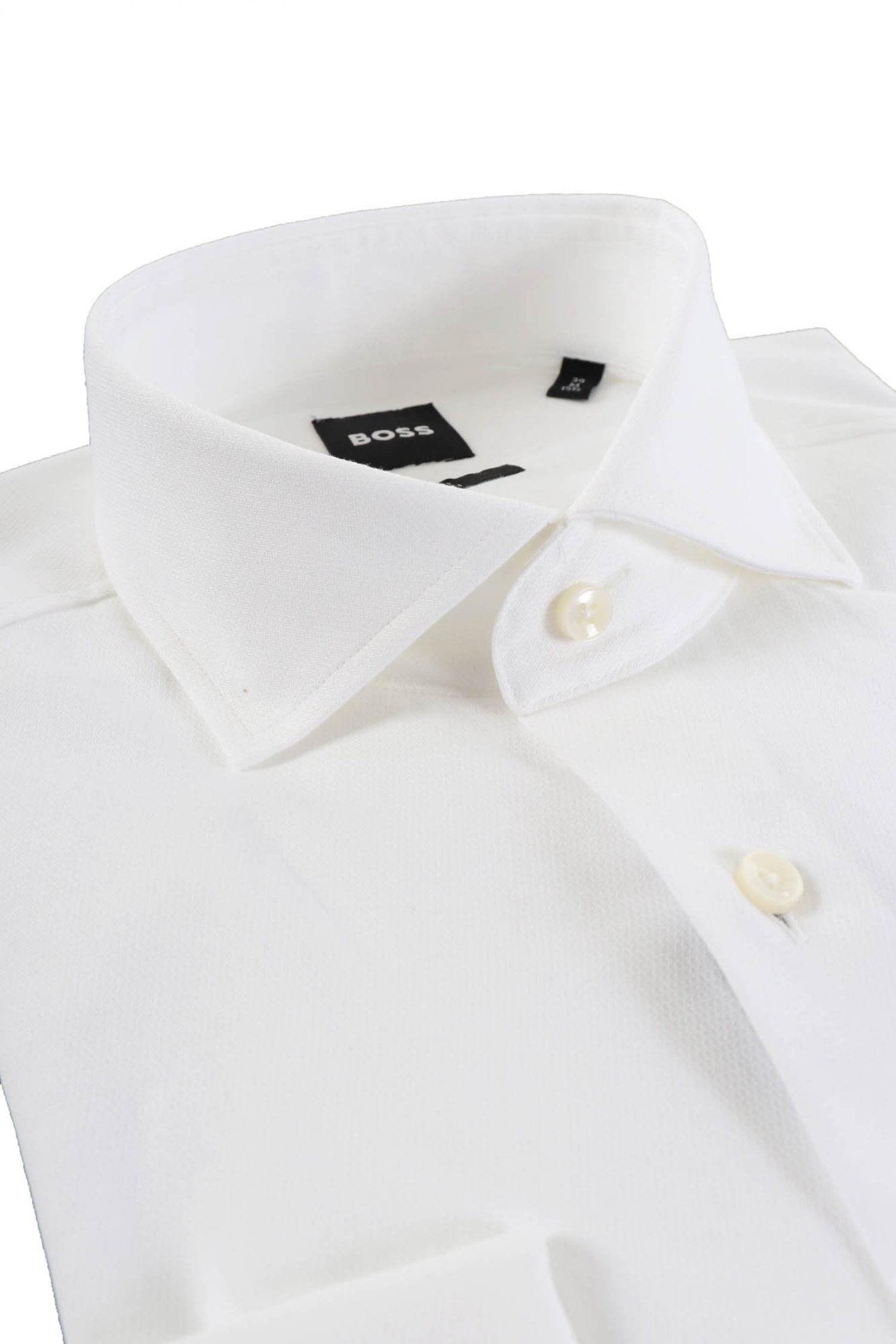 BOSS ΠΟΥΚΑΜΙΣΟ ΜΑΝΙΚΕΤΟΚΟΥΜΠΟ SLIM FIT STRETCH H-HANK-SPREAD-DC-212 ΛΕΥΚΟ