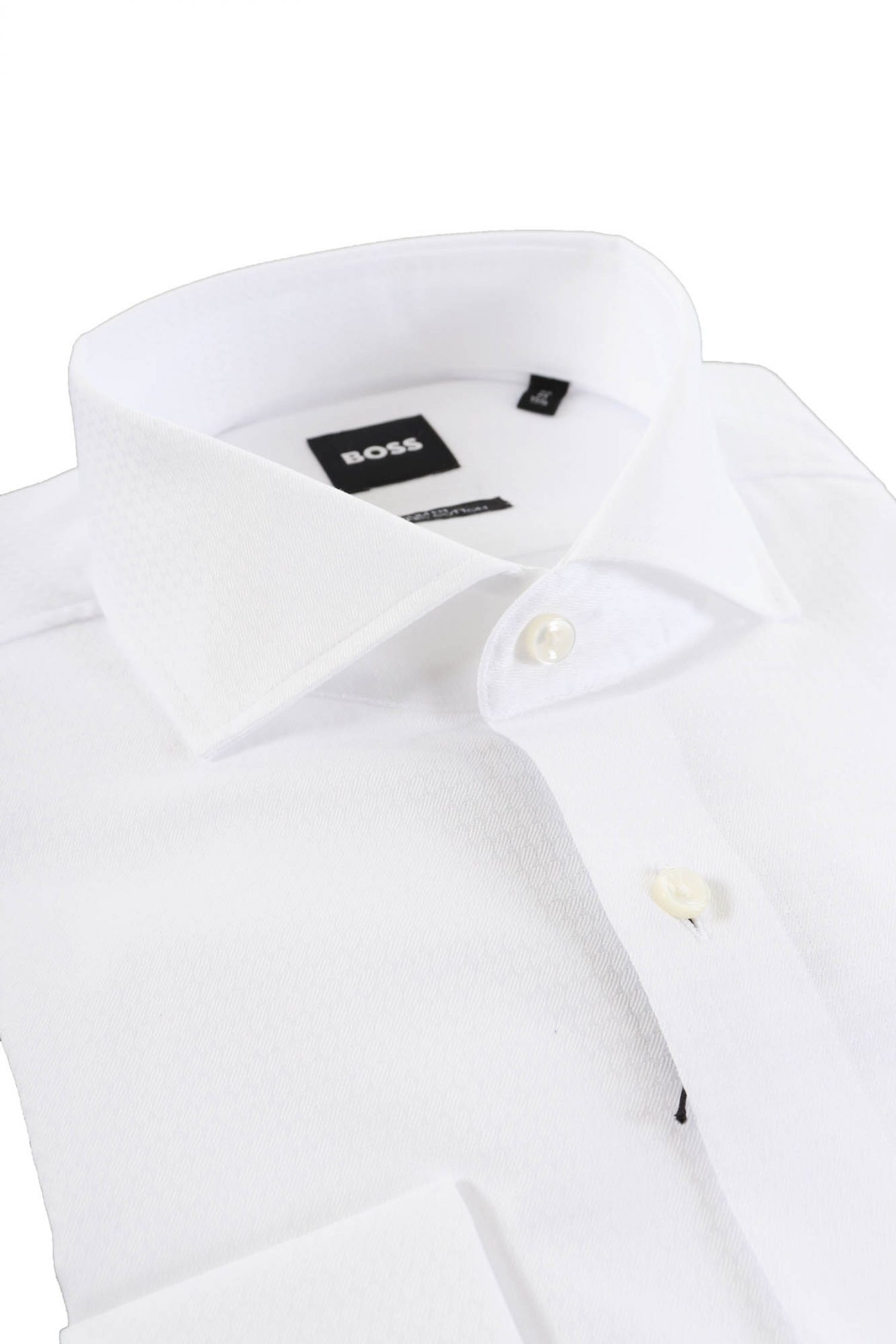 BOSS ΠΟΥΚΑΜΙΣΟ ΜΑΝΙΚΕΤΟΚΟΥΜΠΟ ΜΙΚΡΟΣΧΕΔΙΟ SLIF FIT H-HANK-SPREAD-DC-214 ΛΕΥΚΟ