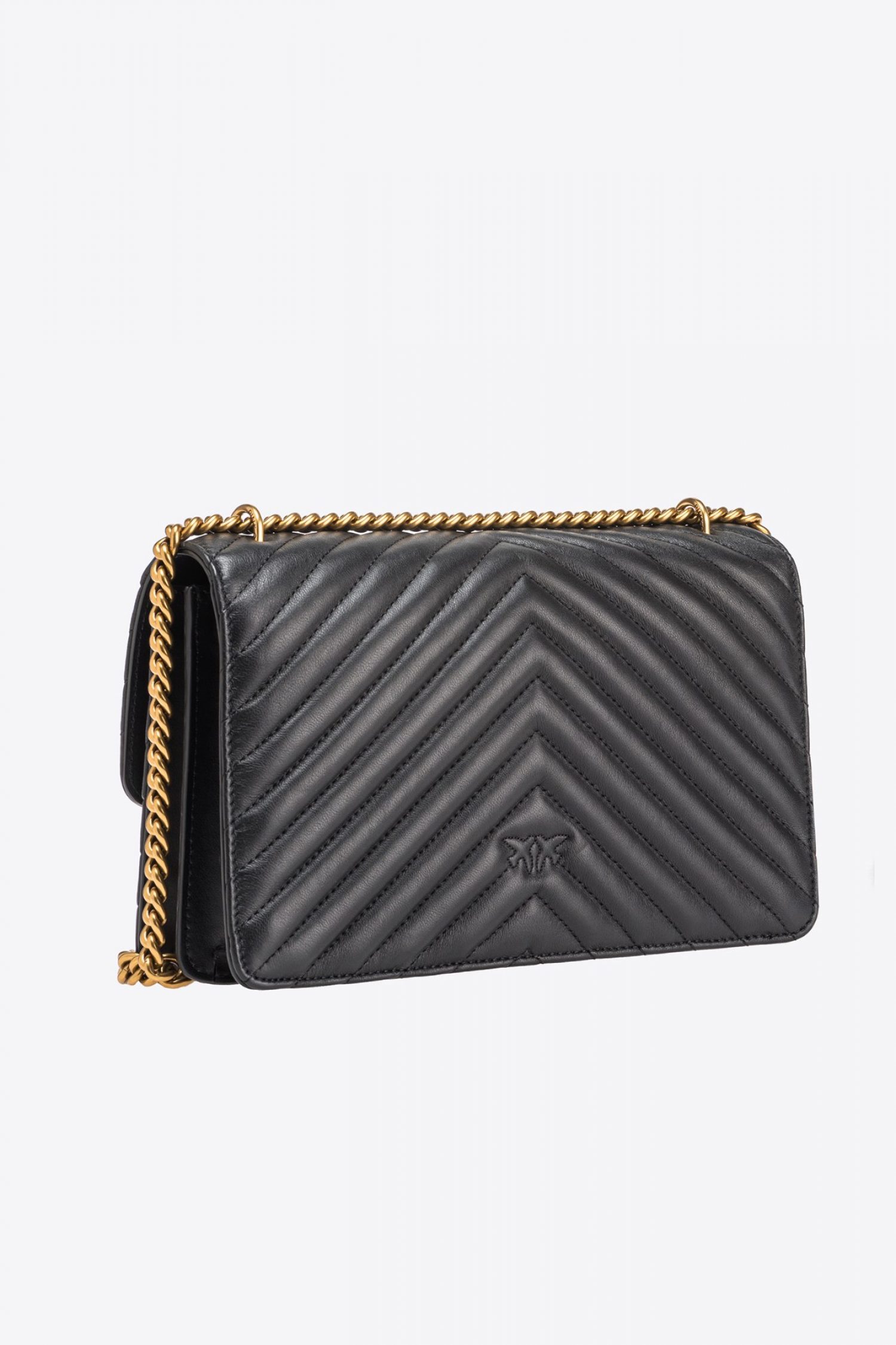PINKO ΤΣΑΝΤΑ CROSSBODY LOVE ONE CLASSIC DC CHEVRON ΜΑΥΡΟ