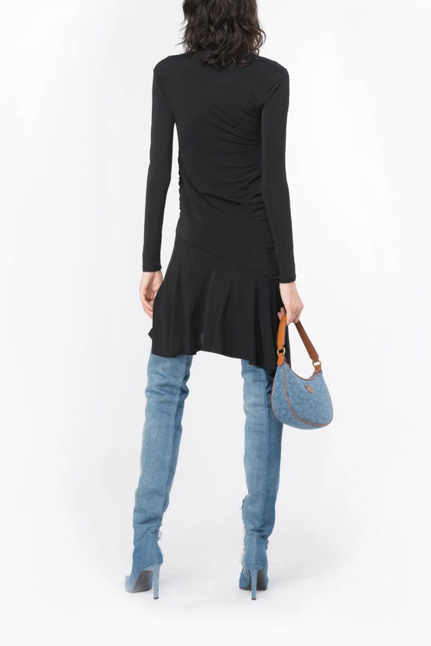 PINKO ΦΟΡΕΜΑ BABAR MIDI ΝΤΡΑΠΕ ΜΑΝΙΚΙ ΜΑΥΡΟ