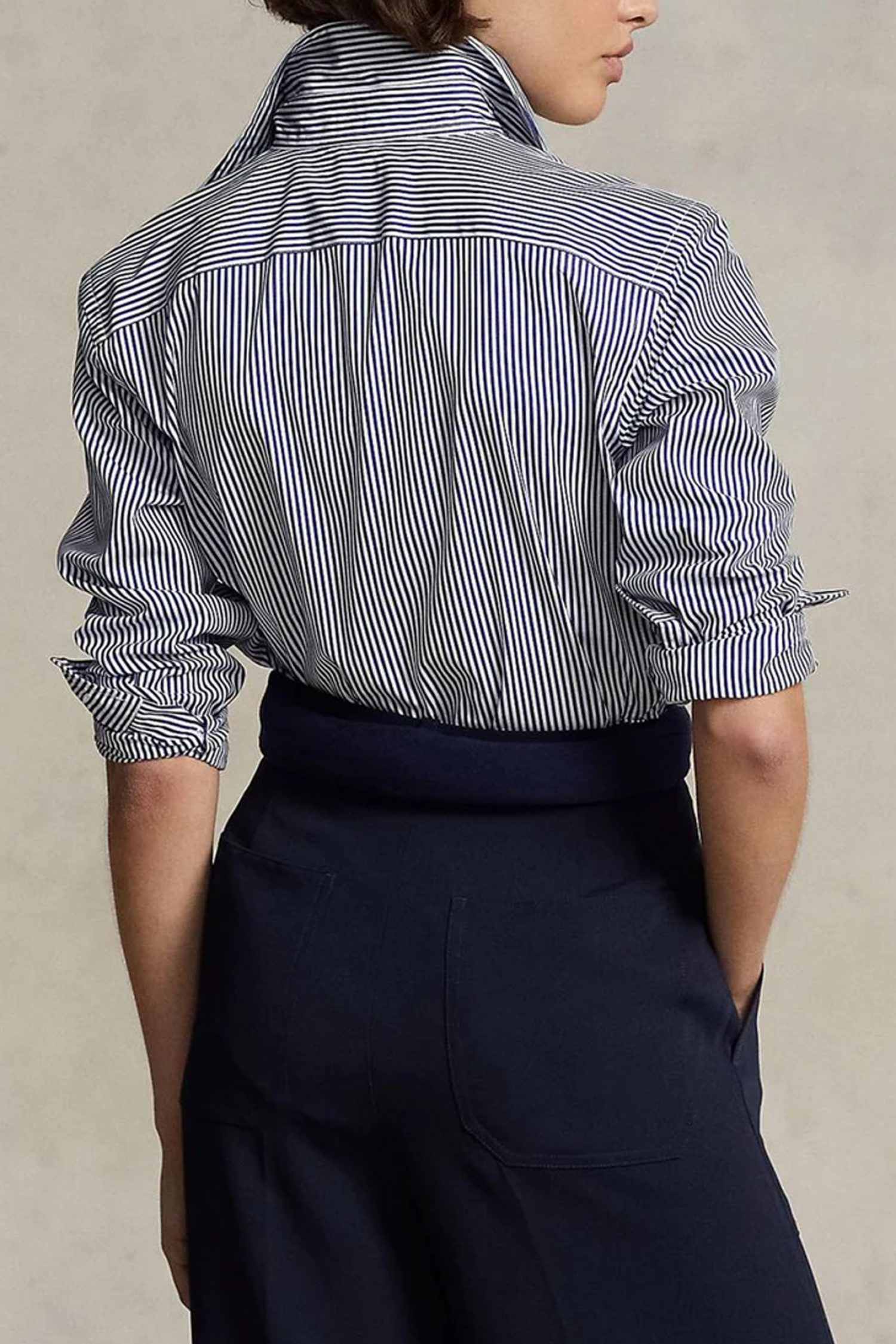 RALPH LAUREN ΠΟΥΚΑΜΙΣΟ CLASSICS ΡΙΓΕ ΛΕΥΚΟ-ΜΠΛΕ φωτογραφία