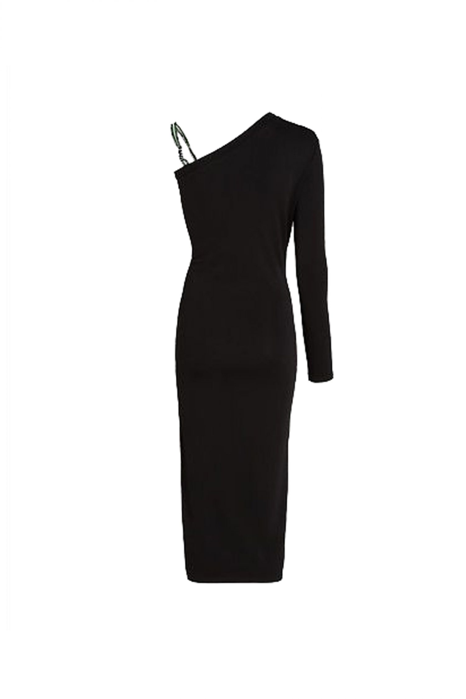 KARL LAGERFELD ΦΟΡΕΜΑ MIDI CORD DETAIL JERSEY ΕΝΑ ΜΑΝΙΚΙ ΜΑΥΡΟ φωτογραφία