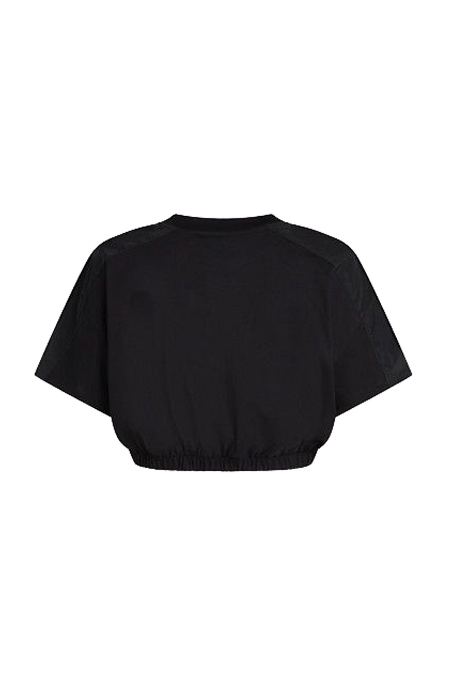 KARL LAGERFELD T-SHIRT CROPED NYLON MIX ΛΑΣΤΙΧΟ ΜΕΣΗ ΜΑΥΡΟ φωτογραφία