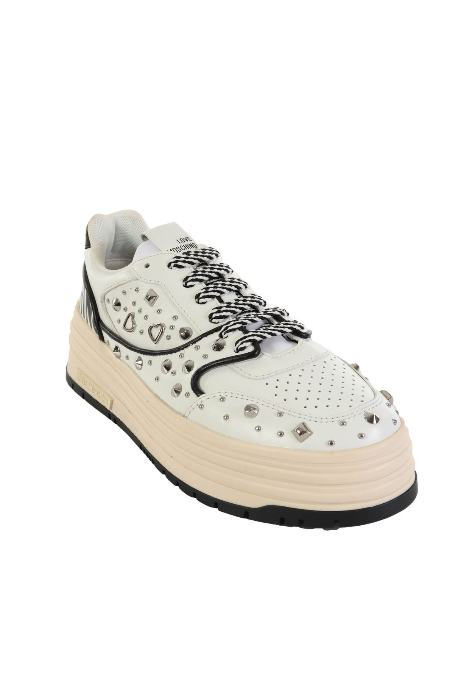 LOVE MOSCHINO ΠΑΠΟΥΤΣΙΑ SNEAKERS ΤΡΟΥΞ ΜΑΥΡΕΣ ΛΕΠΤΟΜΕΡΕΙΕΣ PRINT LOGO ΛΕΥΚΟ φωτογραφία