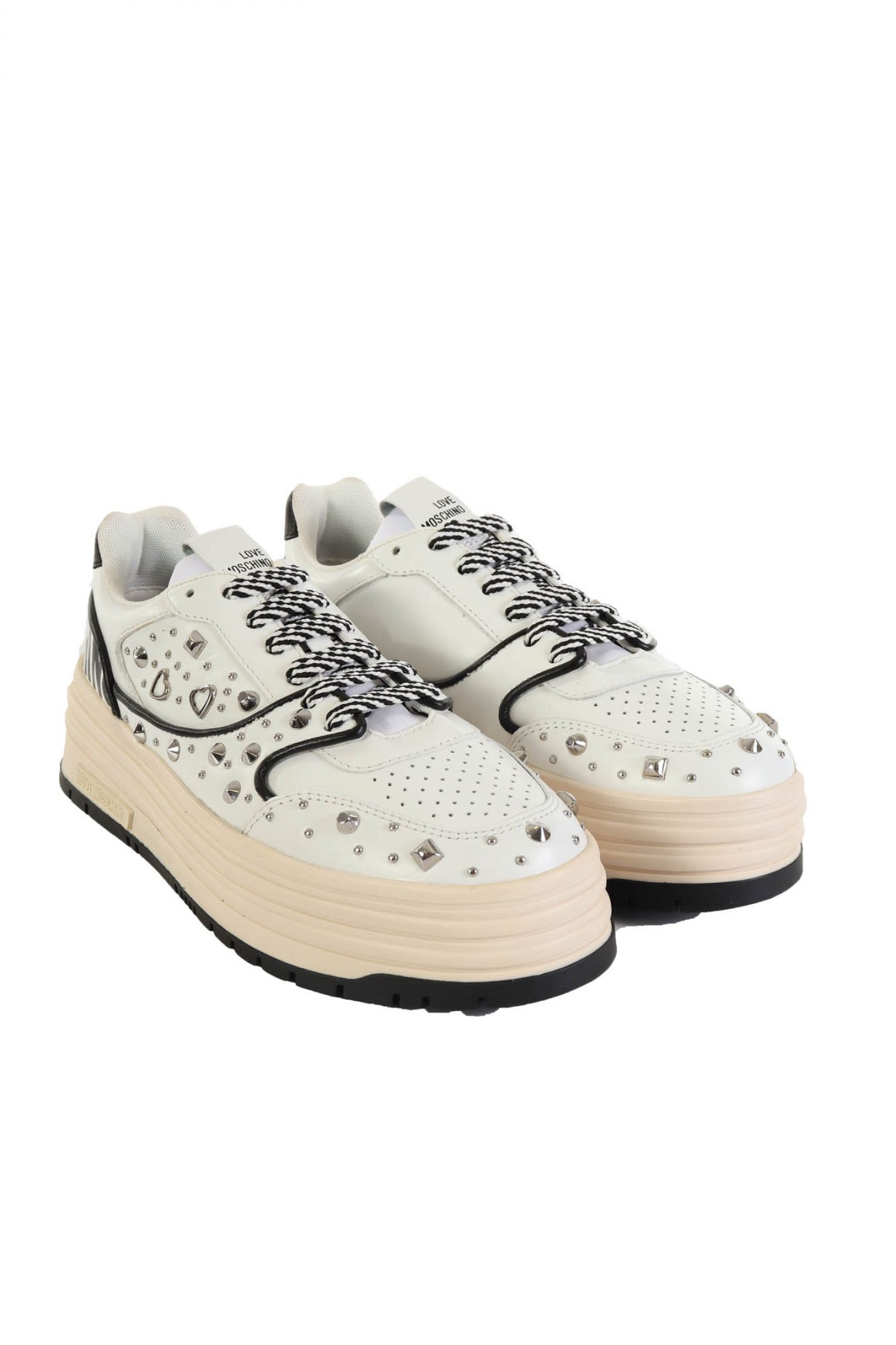 LOVE MOSCHINO ΠΑΠΟΥΤΣΙΑ SNEAKERS ΤΡΟΥΞ ΜΑΥΡΕΣ ΛΕΠΤΟΜΕΡΕΙΕΣ PRINT LOGO ΛΕΥΚΟ φωτογραφία