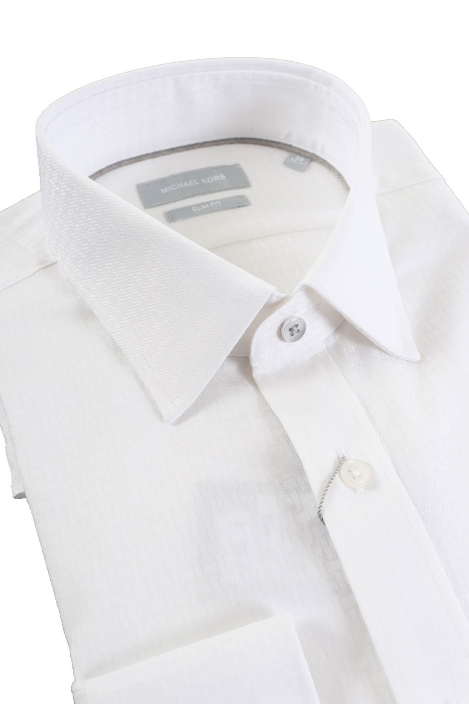 MICHAEL KORS ΠΟΥΚΑΜΙΣΟ RECTANGLE SLIM FIT EASY CARE STRETCH ΛΕΥΚΟ