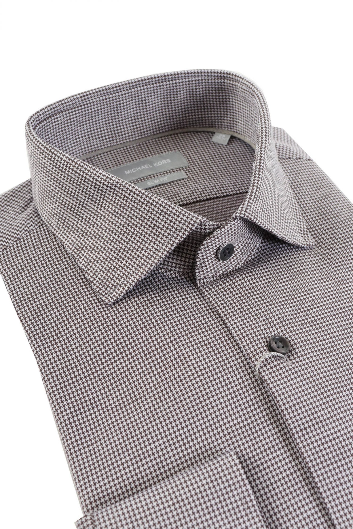 MICHAEL KORS ΠΟΥΚΑΜΙΣΟ ΜΙΚΡΟΣΧΕΔΙΟ SLIM FIT ΚΑΦΕ