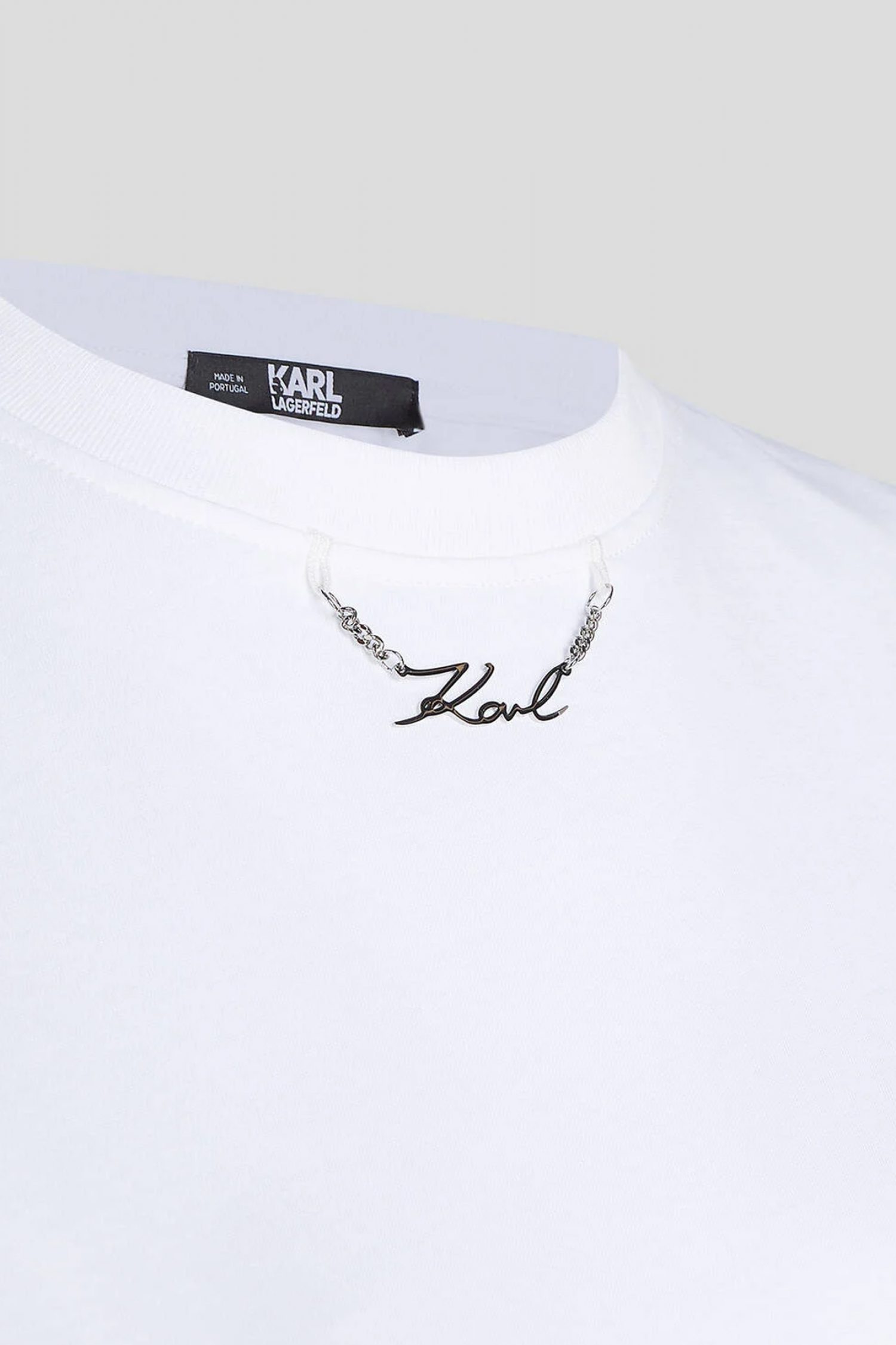 KARL LAGERFELD T-SHIRT LOGO ΑΛΥΣΙΔΑ ΛΕΥΚΟ φωτογραφία