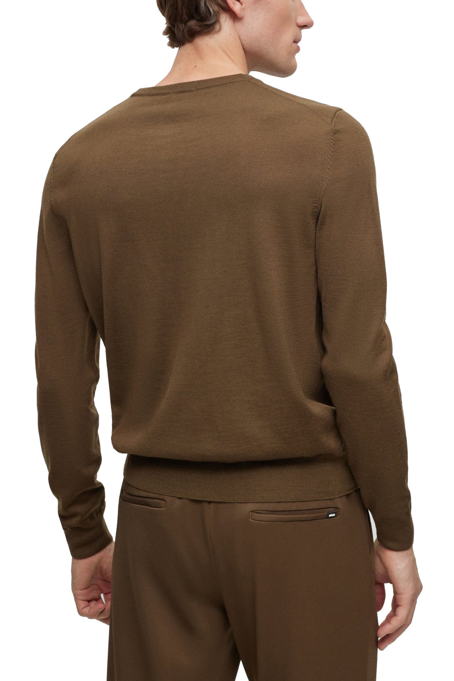 BOSS ΠΛΕΚΤΟ ROUND NECK BOTTO-L ΧΑΚΙ φωτογραφία