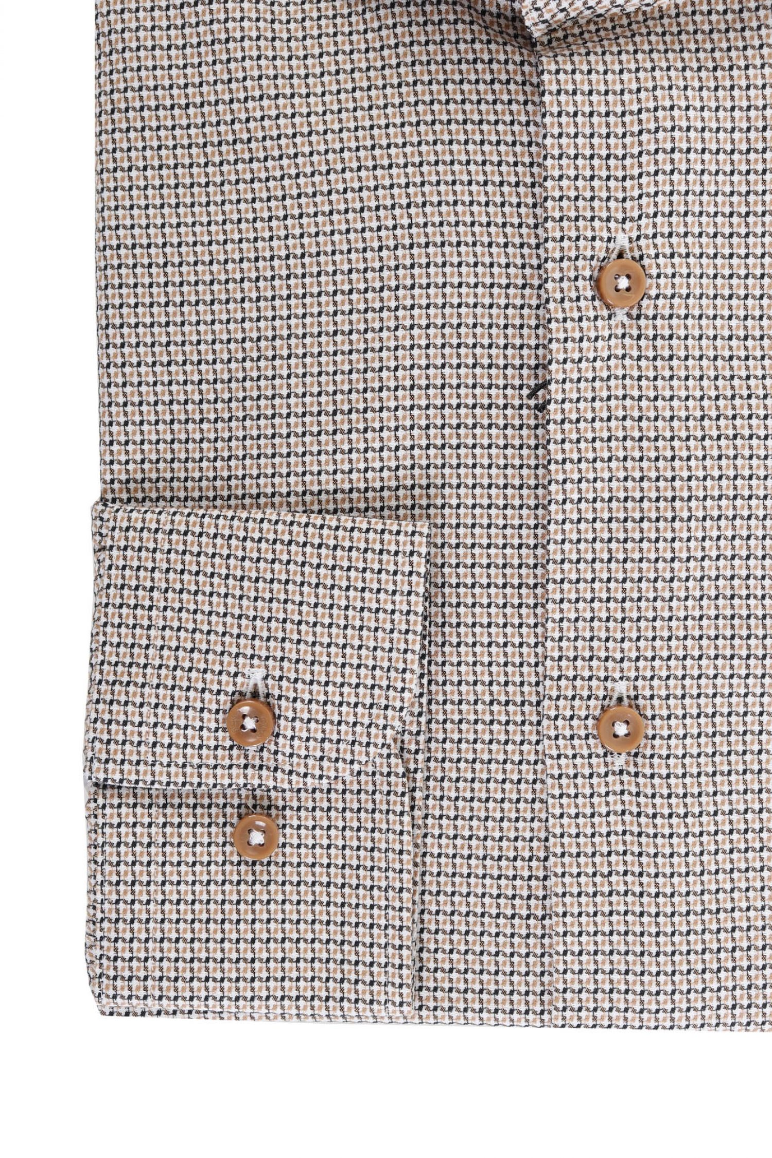 BOSS ΠΟΥΚΑΜΙΣΟ SLIM FIT STRETCH ΜΙΚΡΟΣΧΕΔΙΟ ΚΑΦΕ