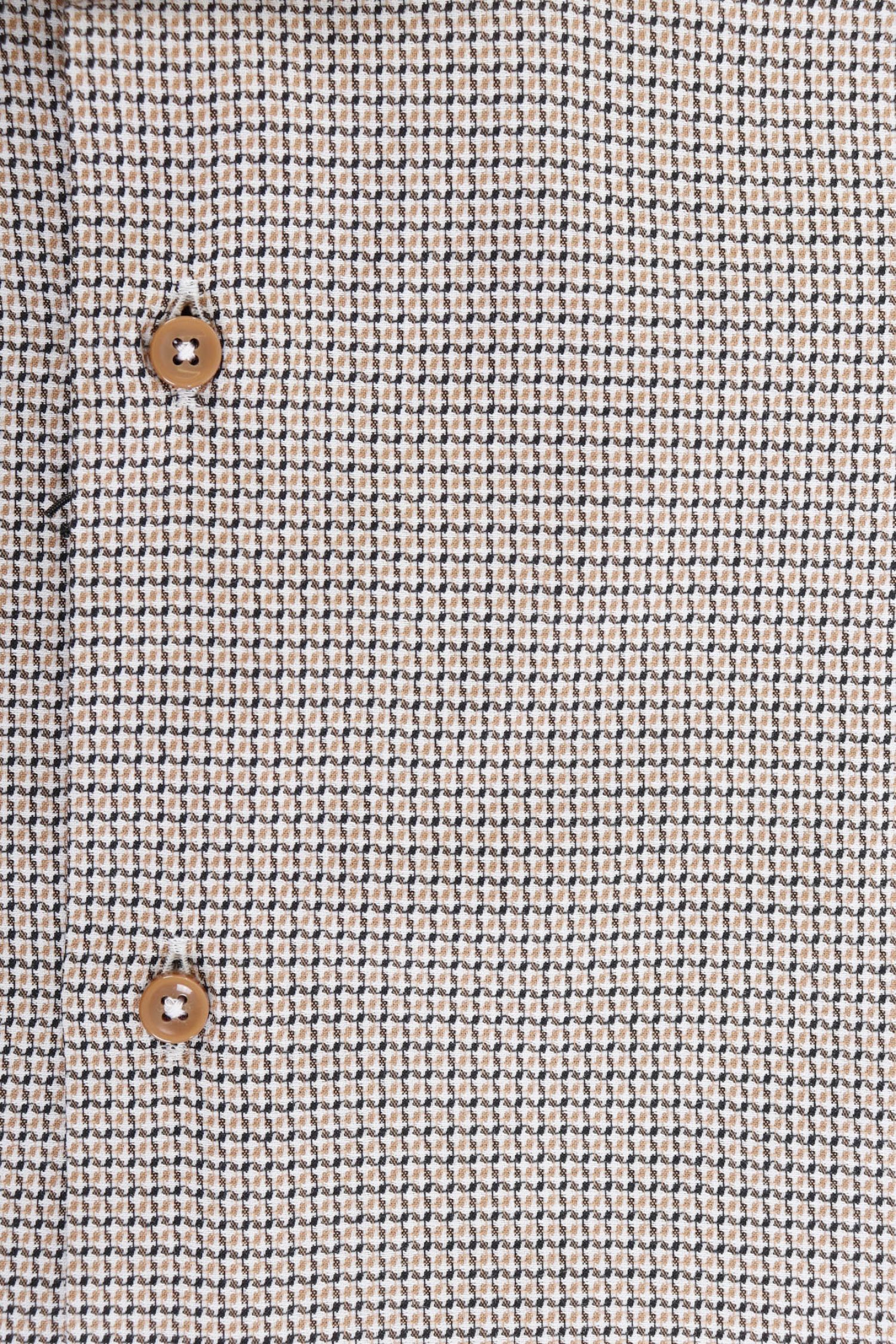 BOSS ΠΟΥΚΑΜΙΣΟ SLIM FIT STRETCH ΜΙΚΡΟΣΧΕΔΙΟ ΚΑΦΕ