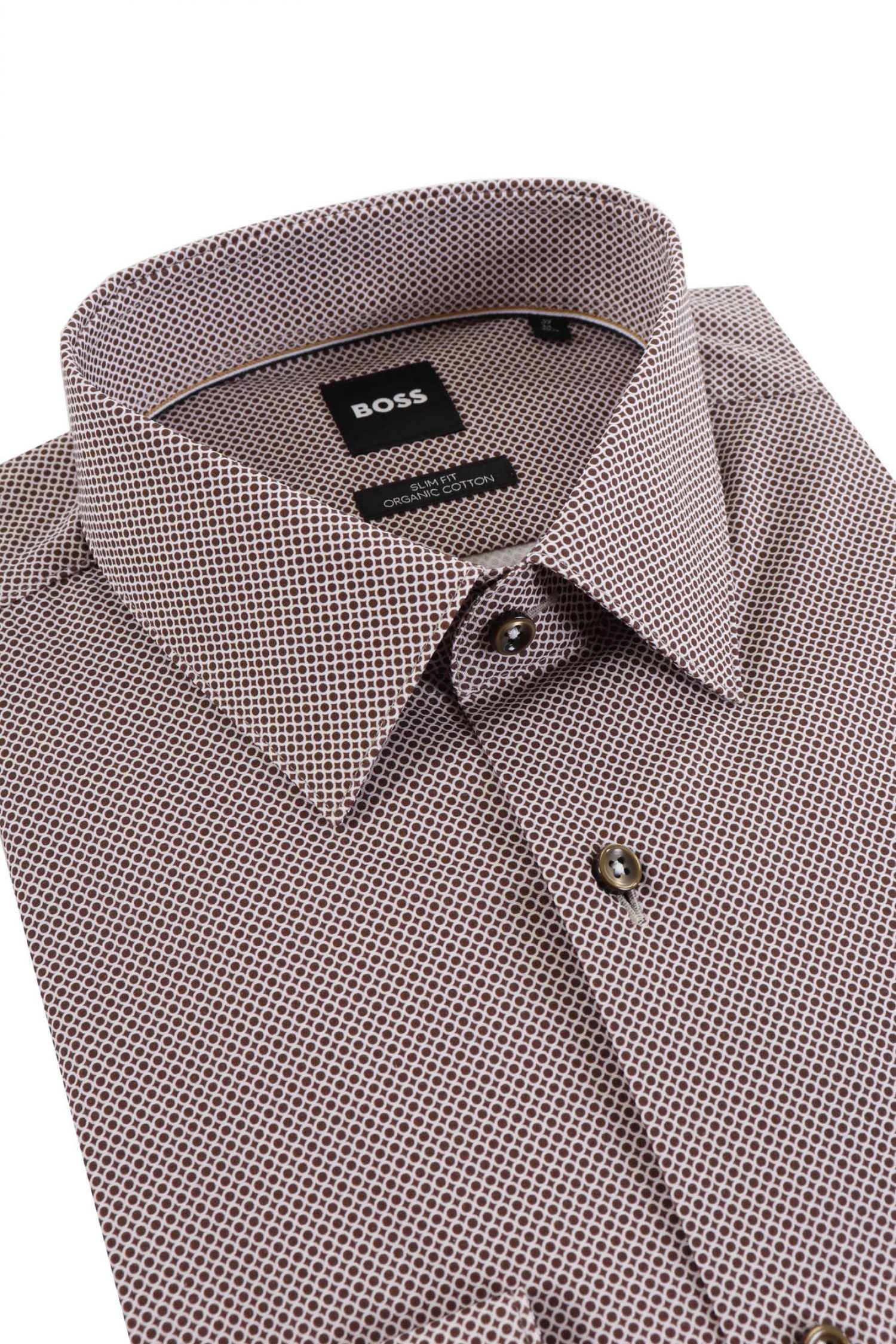 BOSS ΠΟΥΚΑΜΙΣΟ ΜΙΚΡΟΣΧΕΔΙΟ SLIM FIT H-HANK-S-KENT-C1-232 ΚΑΦΕ φωτογραφία