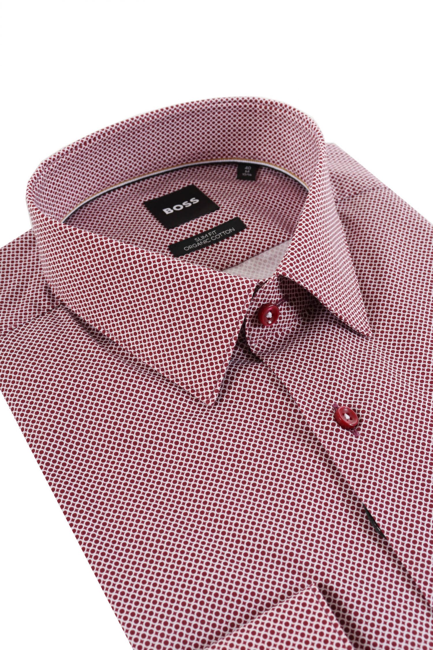 BOSS ΠΟΥΚΑΜΙΣΟ ΜΙΚΡΟΣΧΕΔΙΟ SLIM FIT H-HANK-S-KENT-C1-232 ΜΠΟΡΝΤΩ