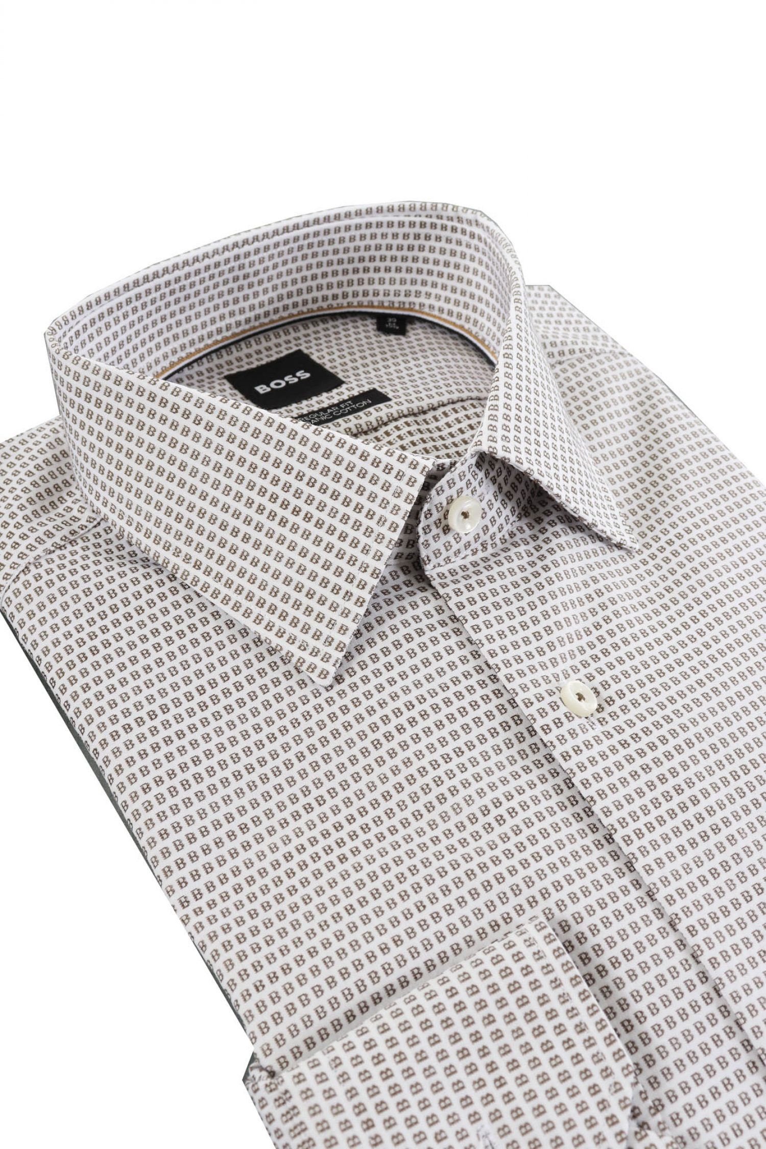 BOSS ΠΟΥΚΑΜΙΣΟ ALL OVER LOGO REGULAR FIT H-JOE-KRNT-C1-214 ΧΑΚΙ-ΛΕΥΚΟ φωτογραφία