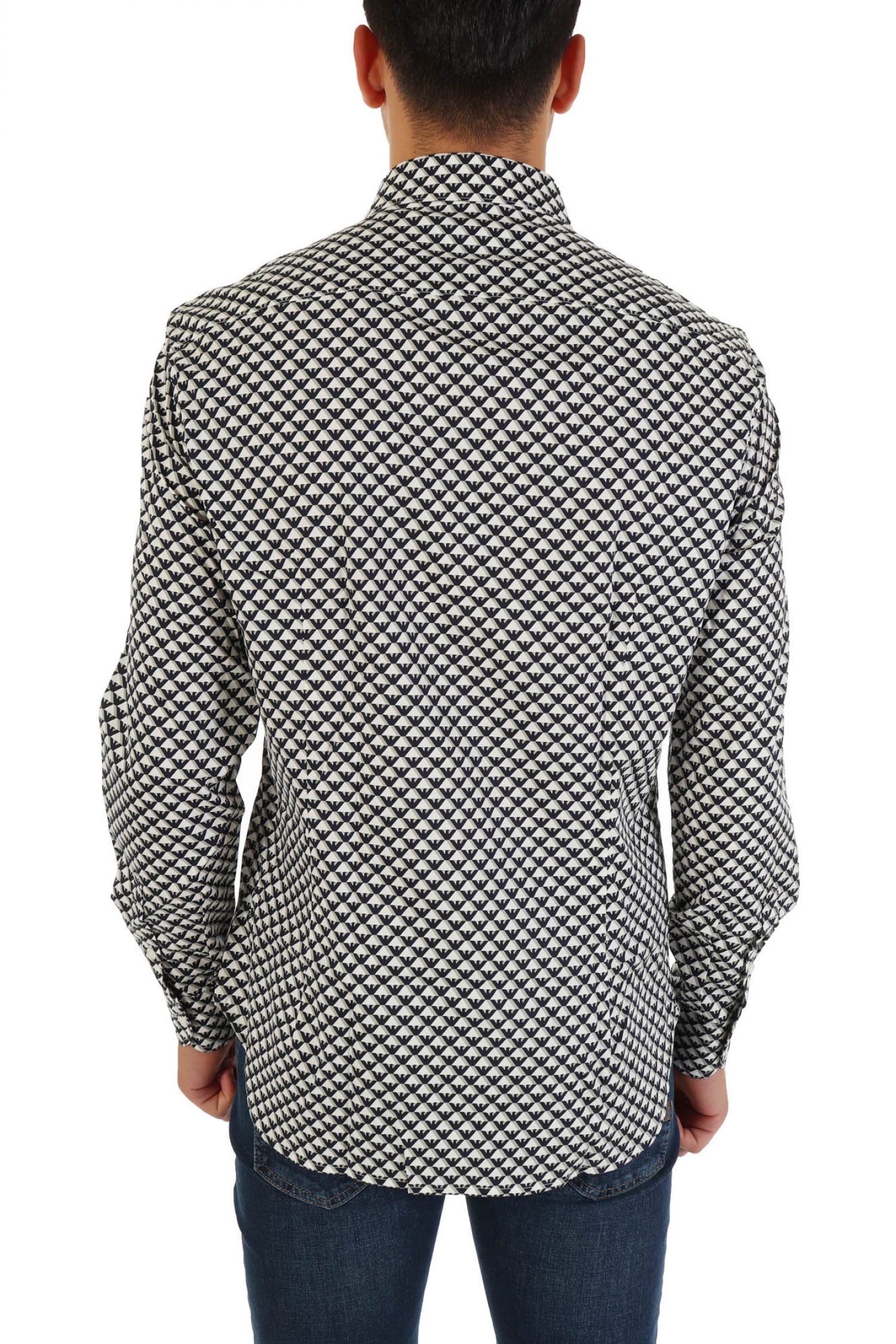 EMPORIO ARMANI ΠΟΥΚΑΜΙΣΟ ALL OVER PRINT LOGO ΛΕΥΚΟ-ΜΑΥΡΟ-ΓΚΡΙ φωτογραφία